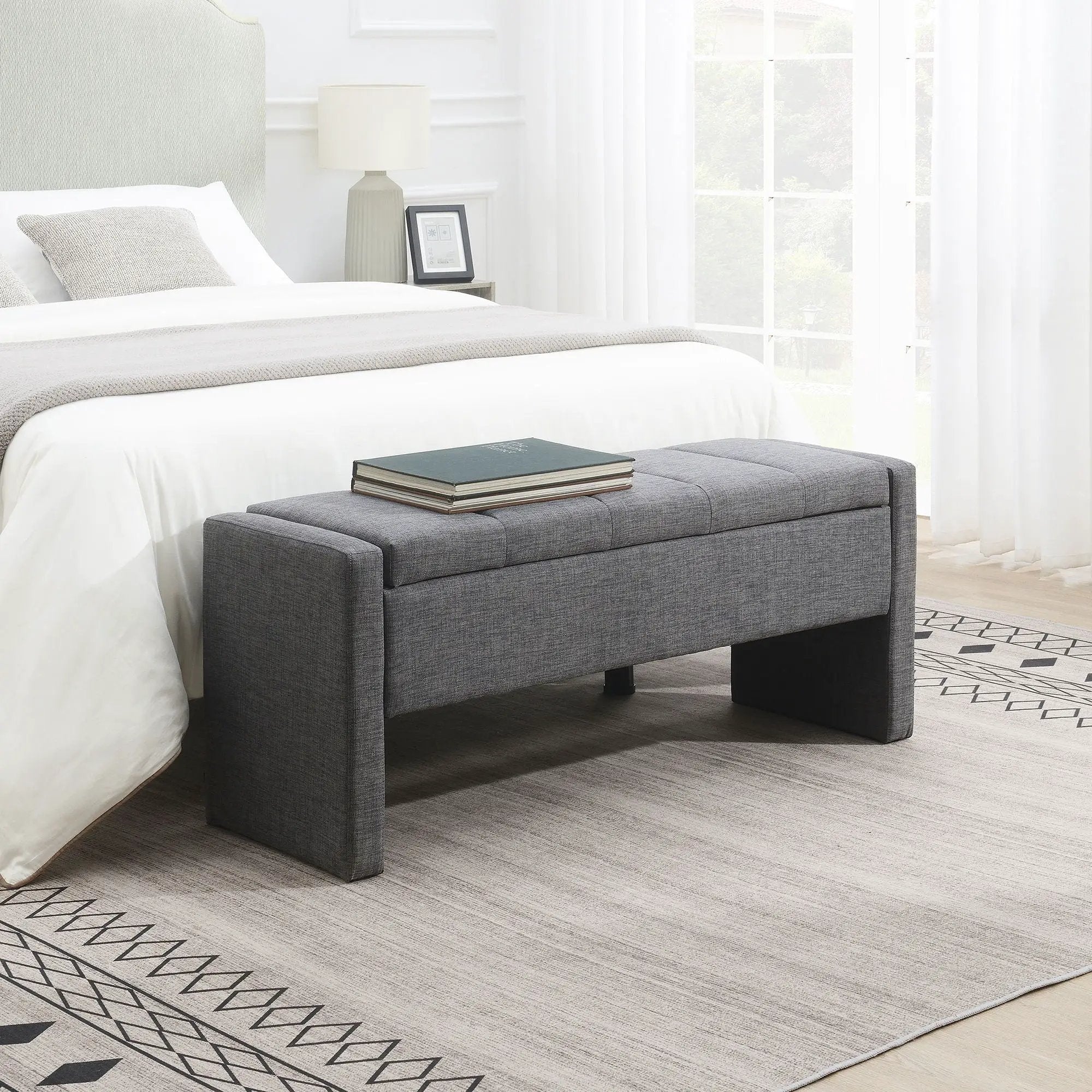 Modern Upholstered Large Bed End Bench With Storage by HouseOfZazla