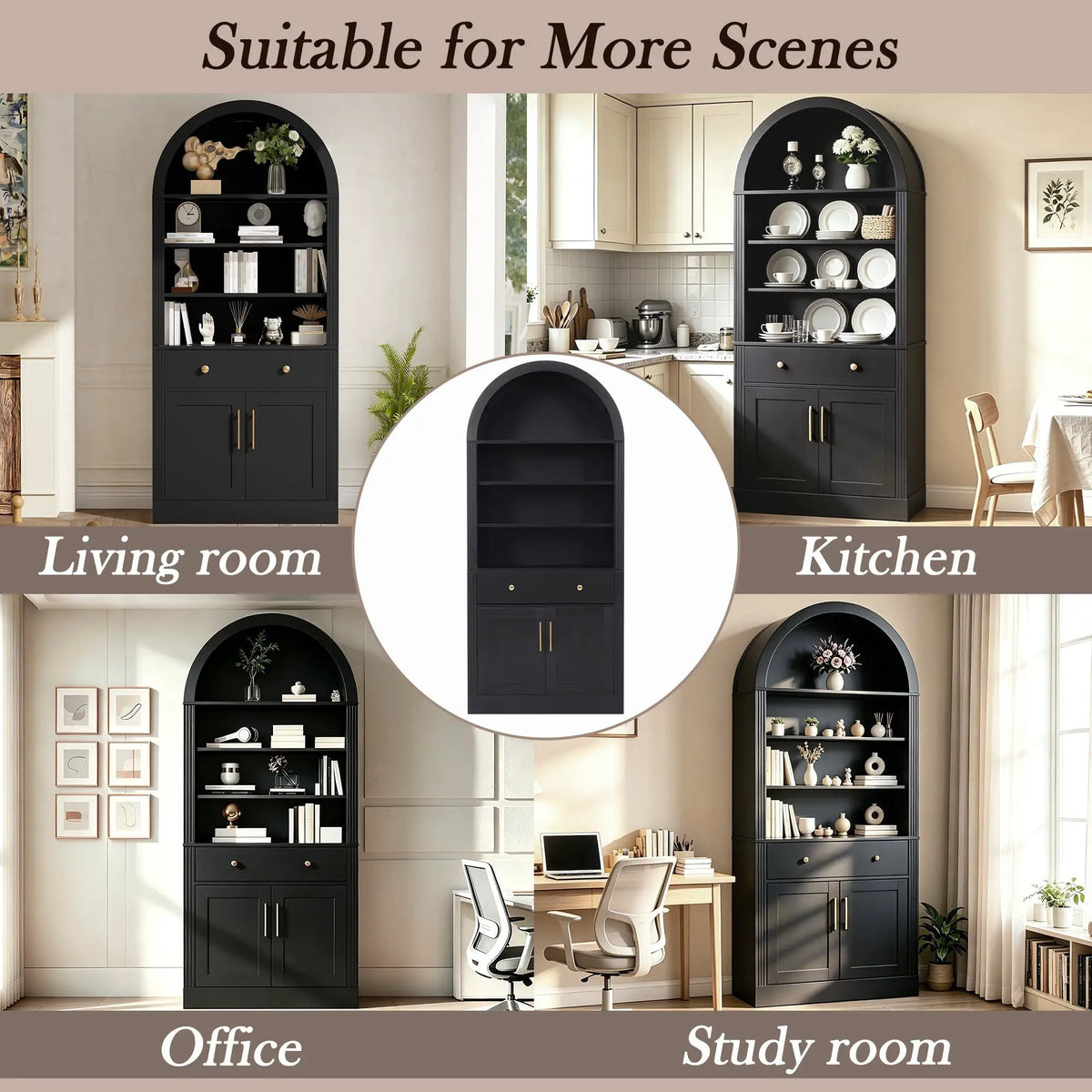 Arched Bookshelf with Storage Cabinet by HouseOfZazla