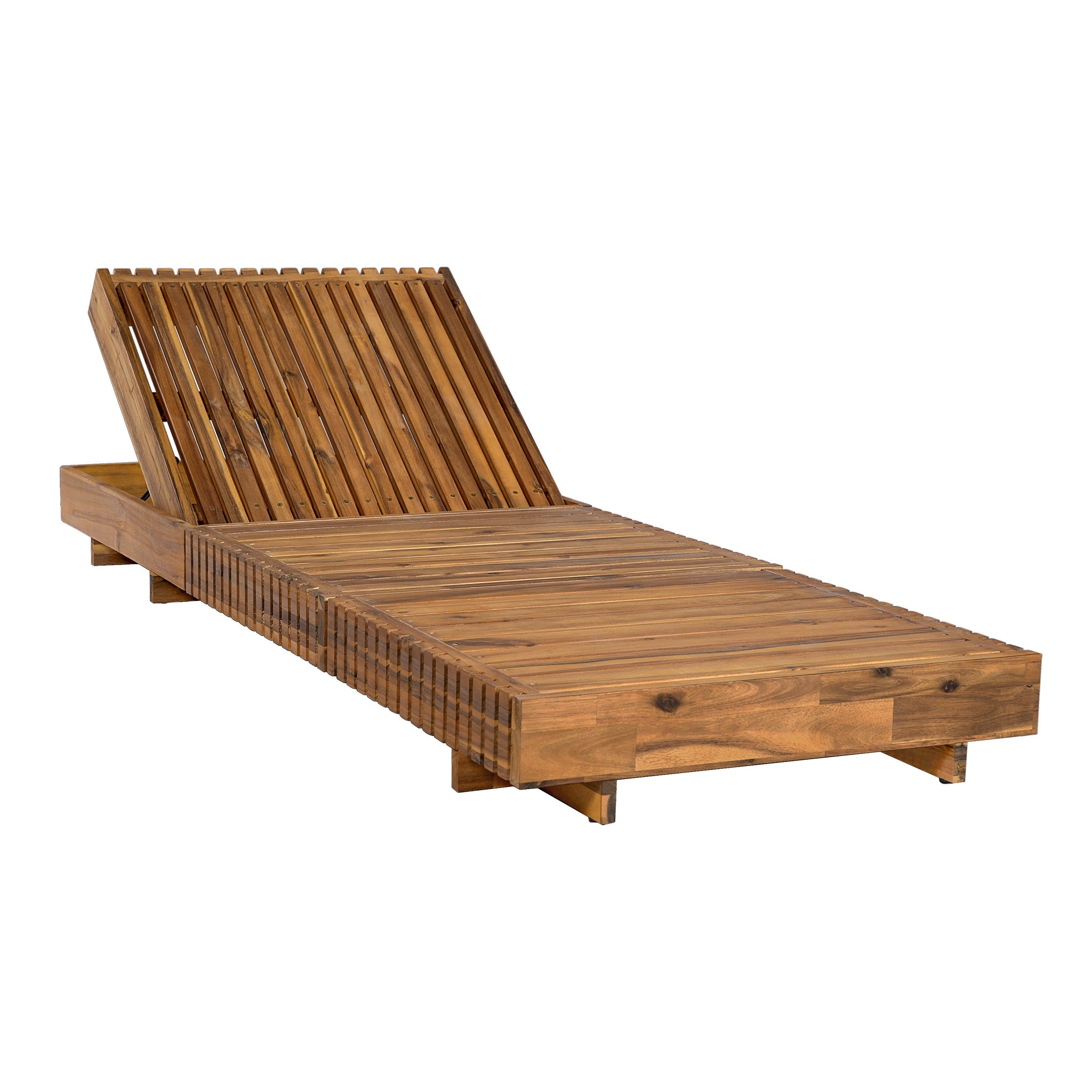 Lounge Chaise Set, Acacia Solid Wood with Cream Lounge Cushion by HouseOfZazla