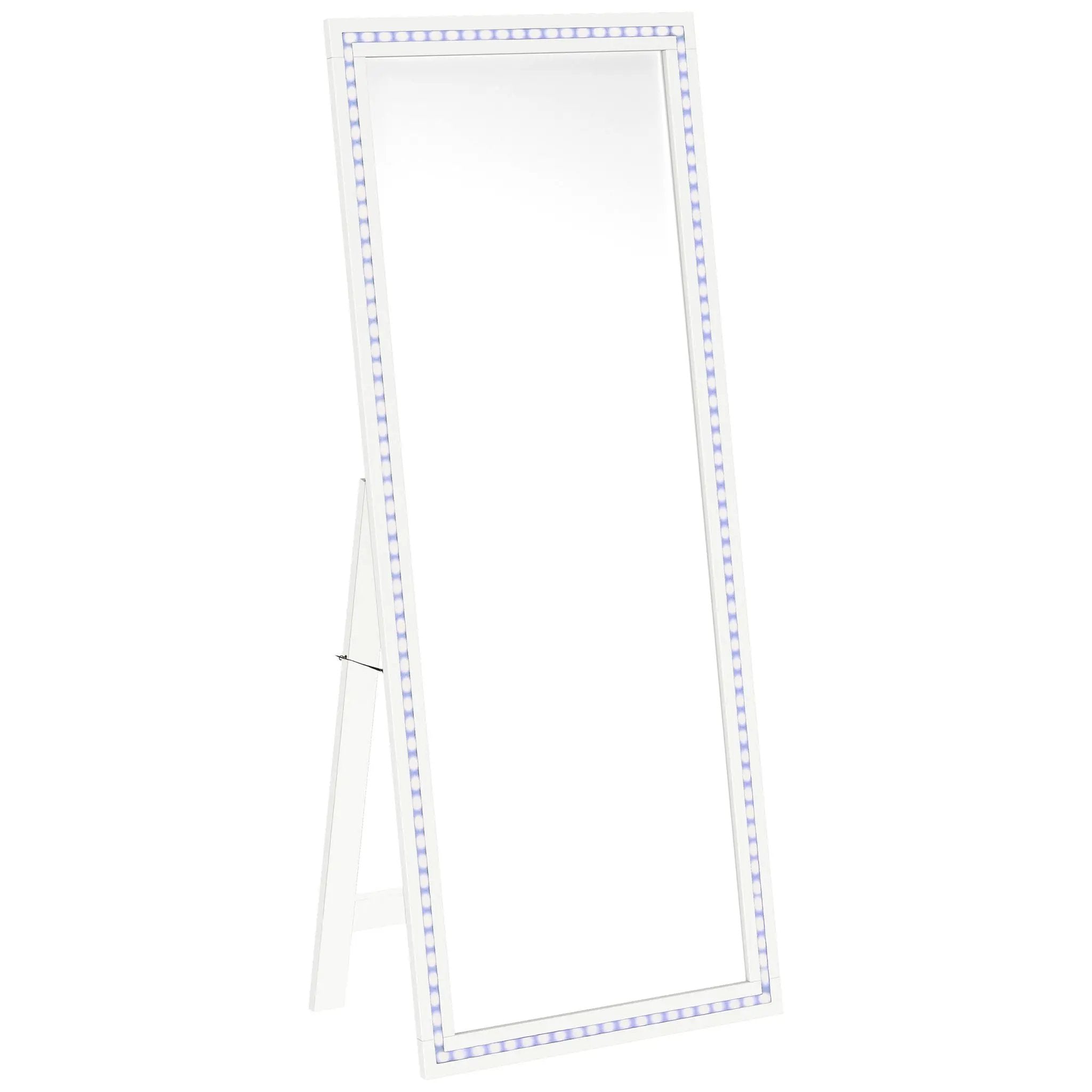 Windrose 28 x 67 Inch Tempered LED Standing Mirror White by Unique Piece Furniture