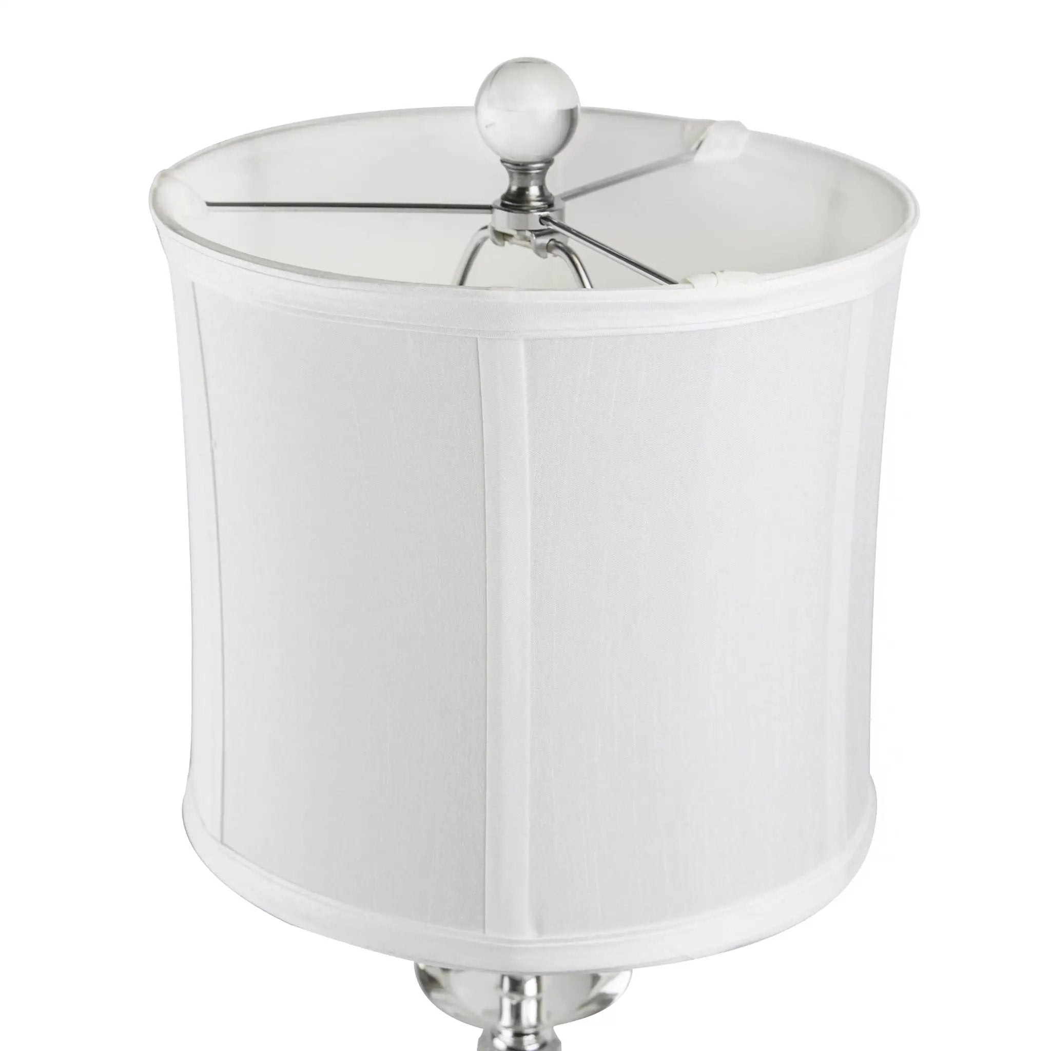 Karat - Contemporary Crystal Table Lamp (Set of 2) - Clear Crystal / Chrome / White Softback by HouseOfZazla