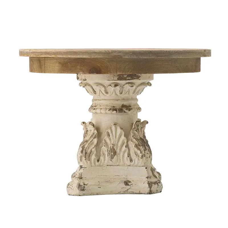 Cake Stand, Wood Cake Plate With Magnesium Base - Cream / Brown by Unique Piece Furniture
