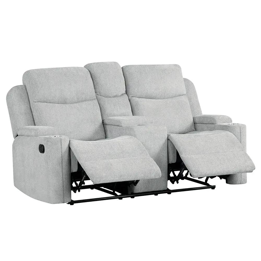 Galya - Motion Loveseat With Console - Light Gray Chenille by Unique Piece Furniture