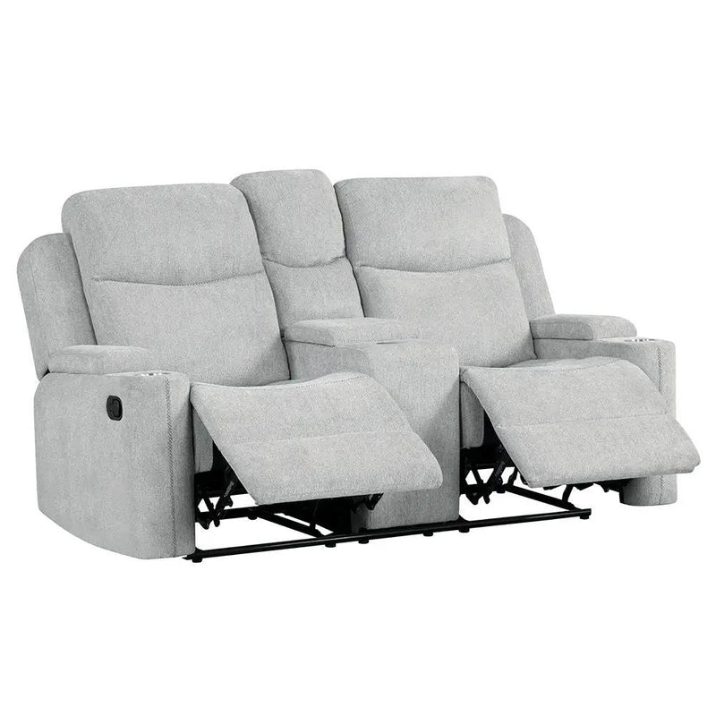 Galya - Motion Loveseat With Console - Light Gray Chenille by Unique Piece Furniture