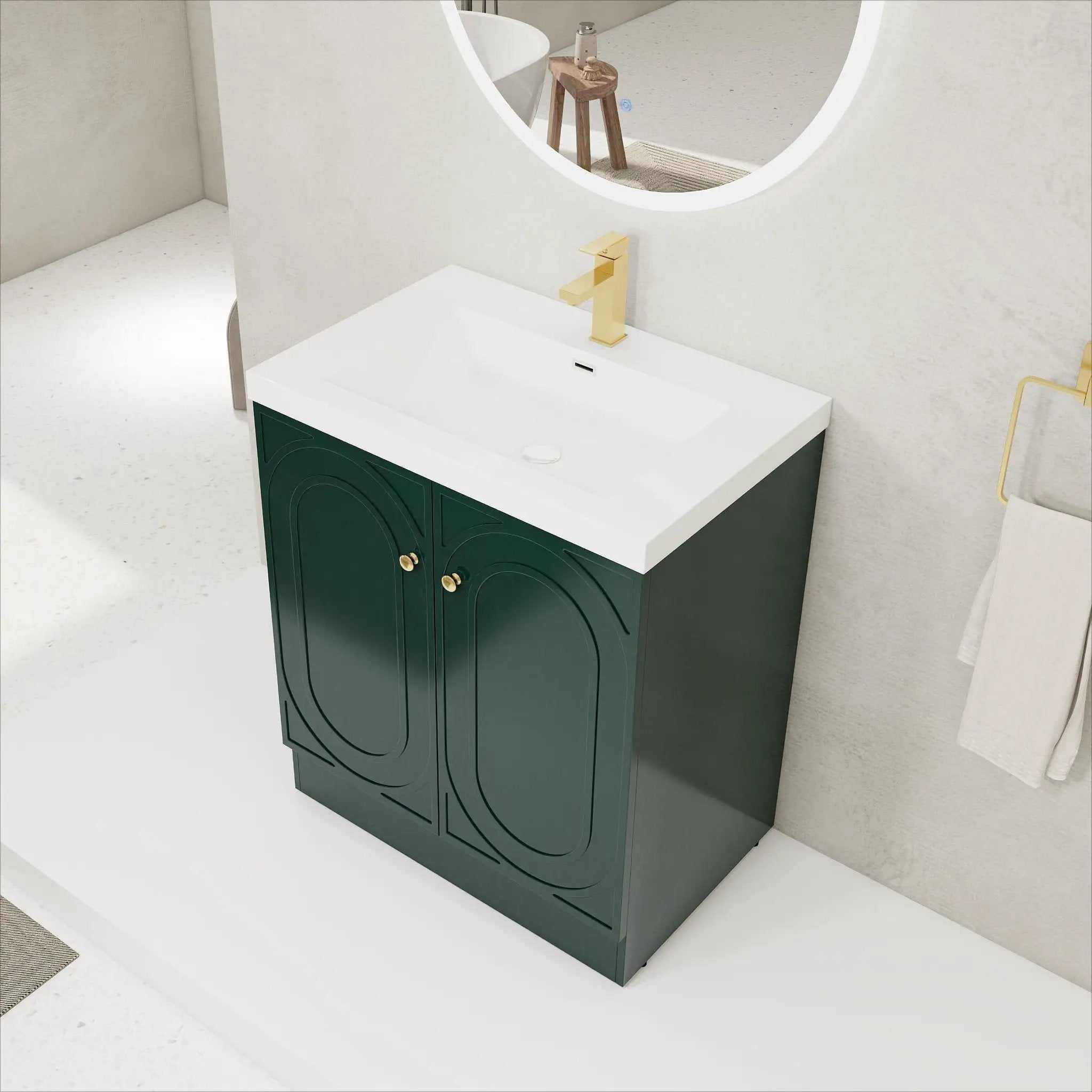 Contemporary Freestanding Bathroom Vanity With Resin Sink & Soft-Close Cabinet Doors by HouseOfZazla