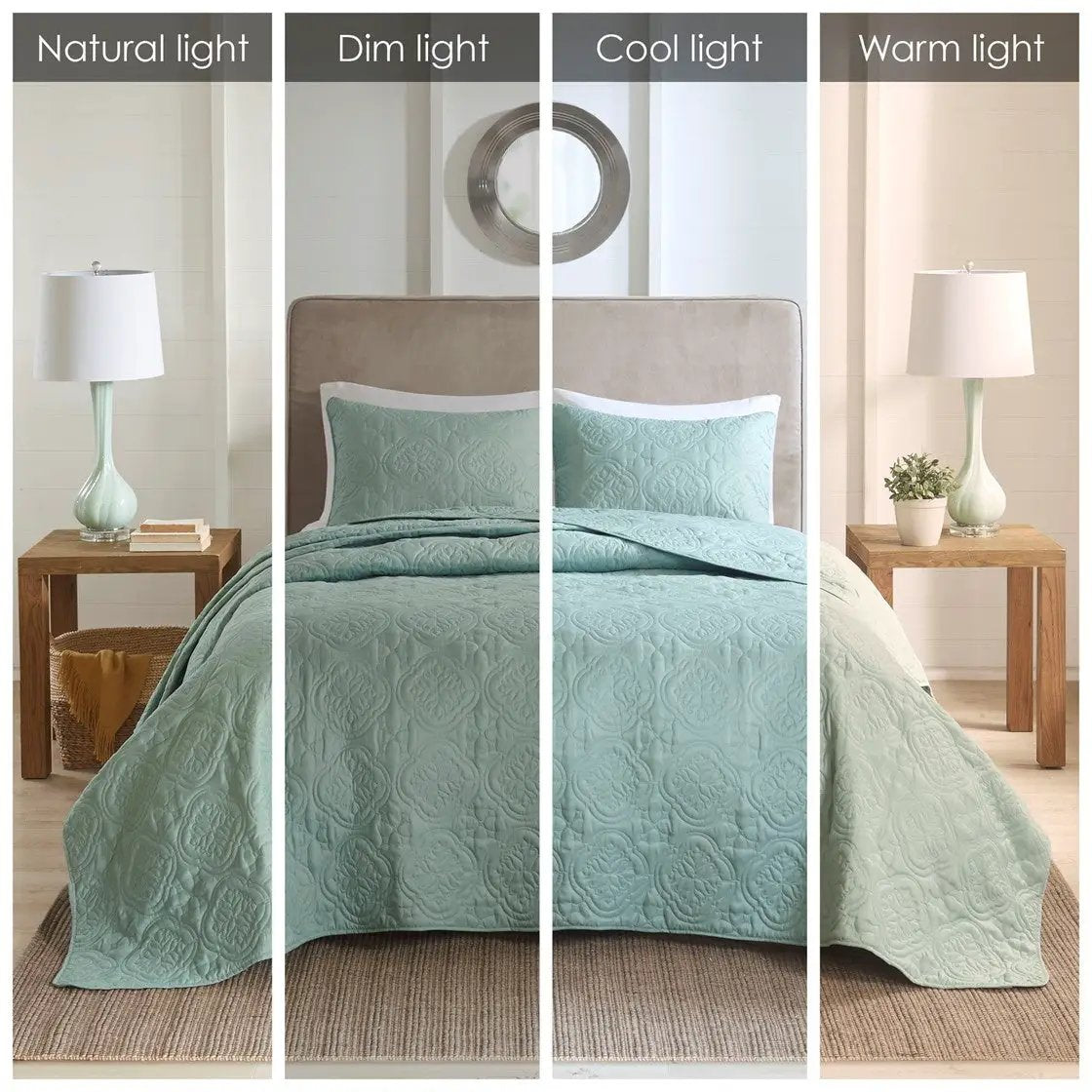 3 Piece Reversible Bedspread Set Seafoam King/Cal King by HouseOfZazla