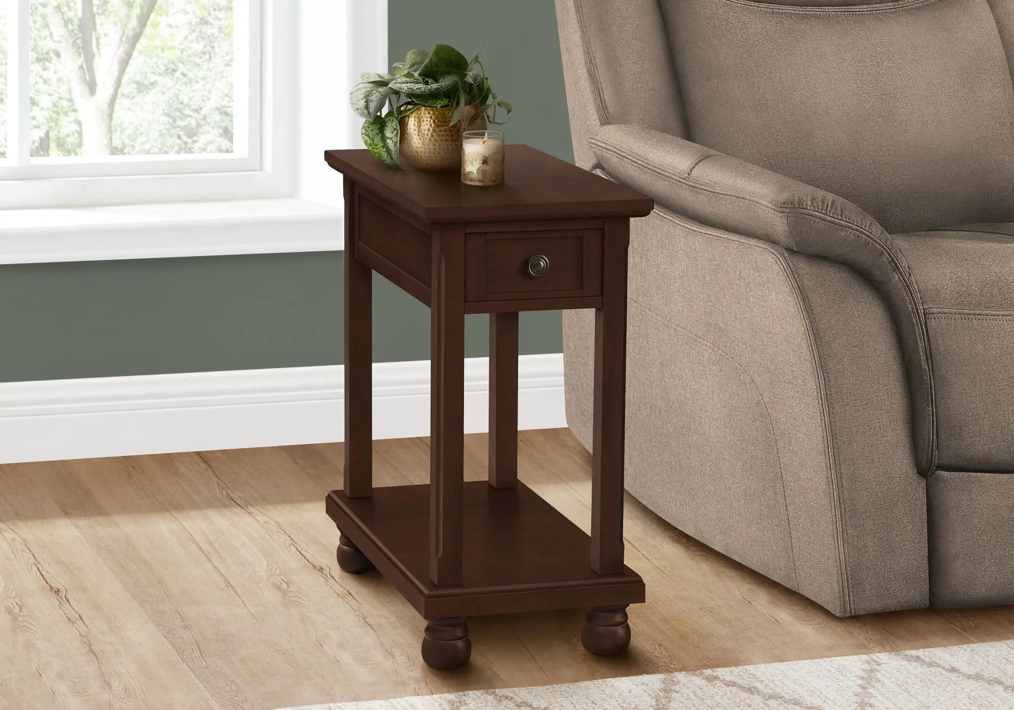 Accent End Table with Storage Drawer in Espresso Finish by HouseOfZazla