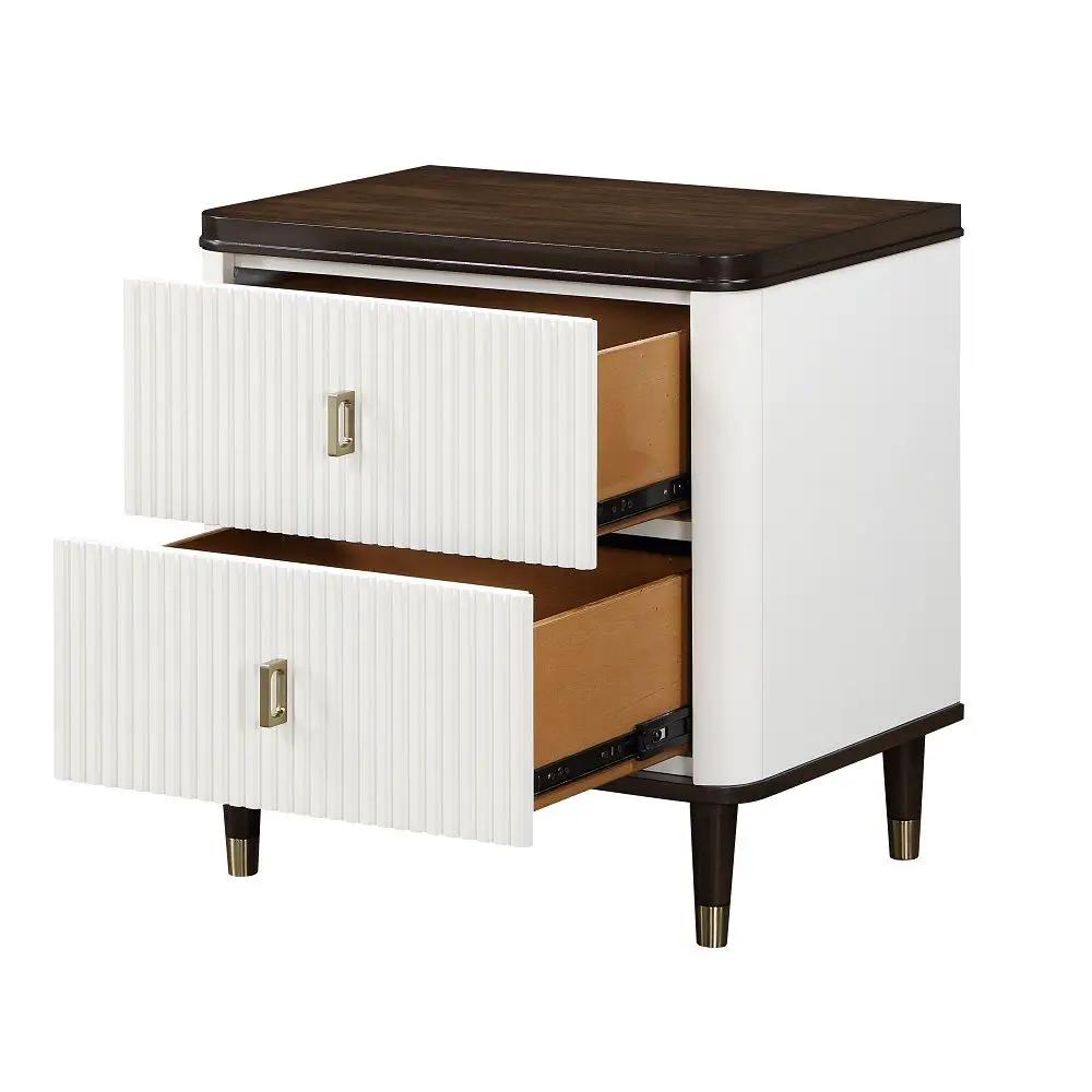 Carena - Nightstand With USB - White & Brown by Unique Piece Furniture