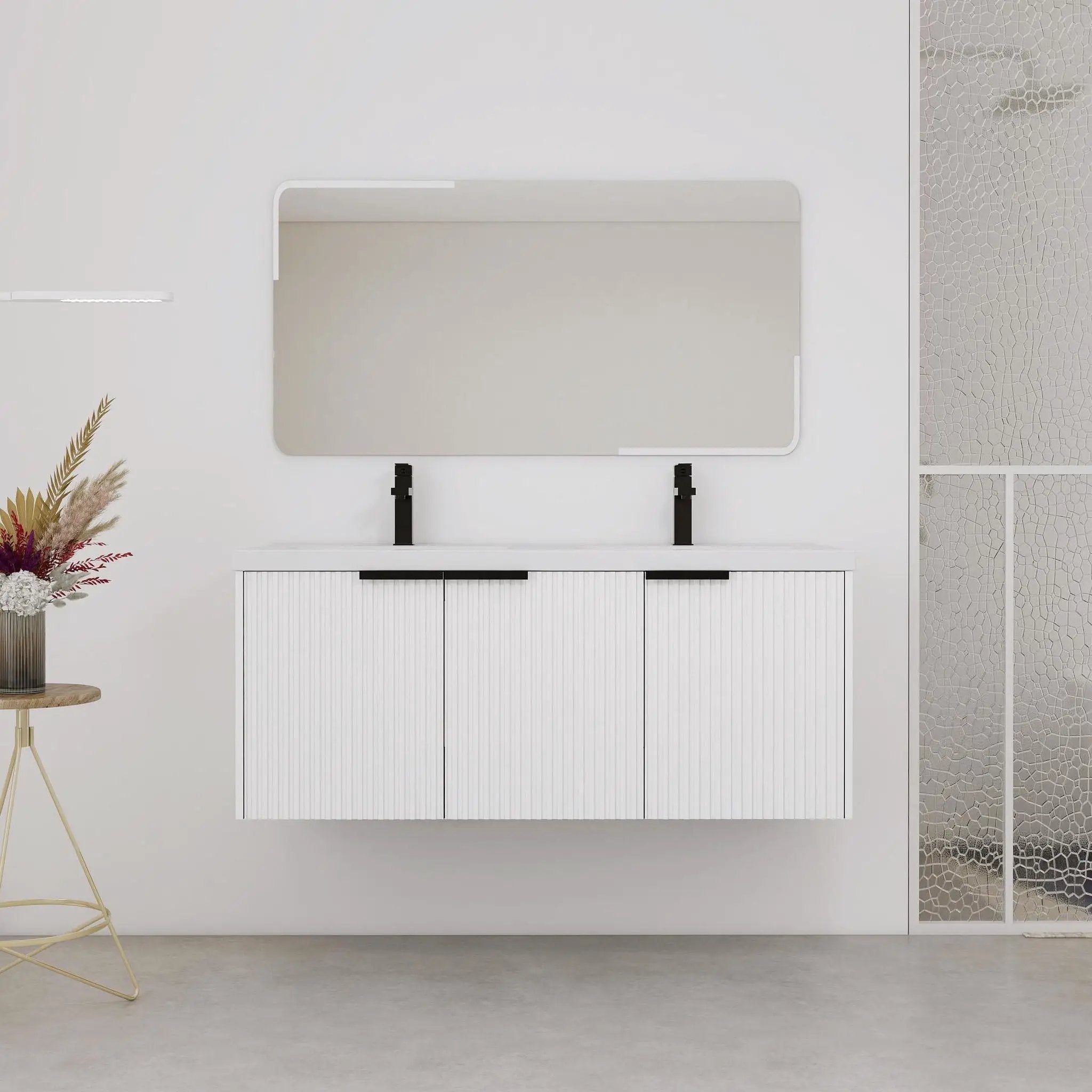 Contemporary Wall Mounted Bathroom Vanity With Resin Double Sink by HouseOfZazla