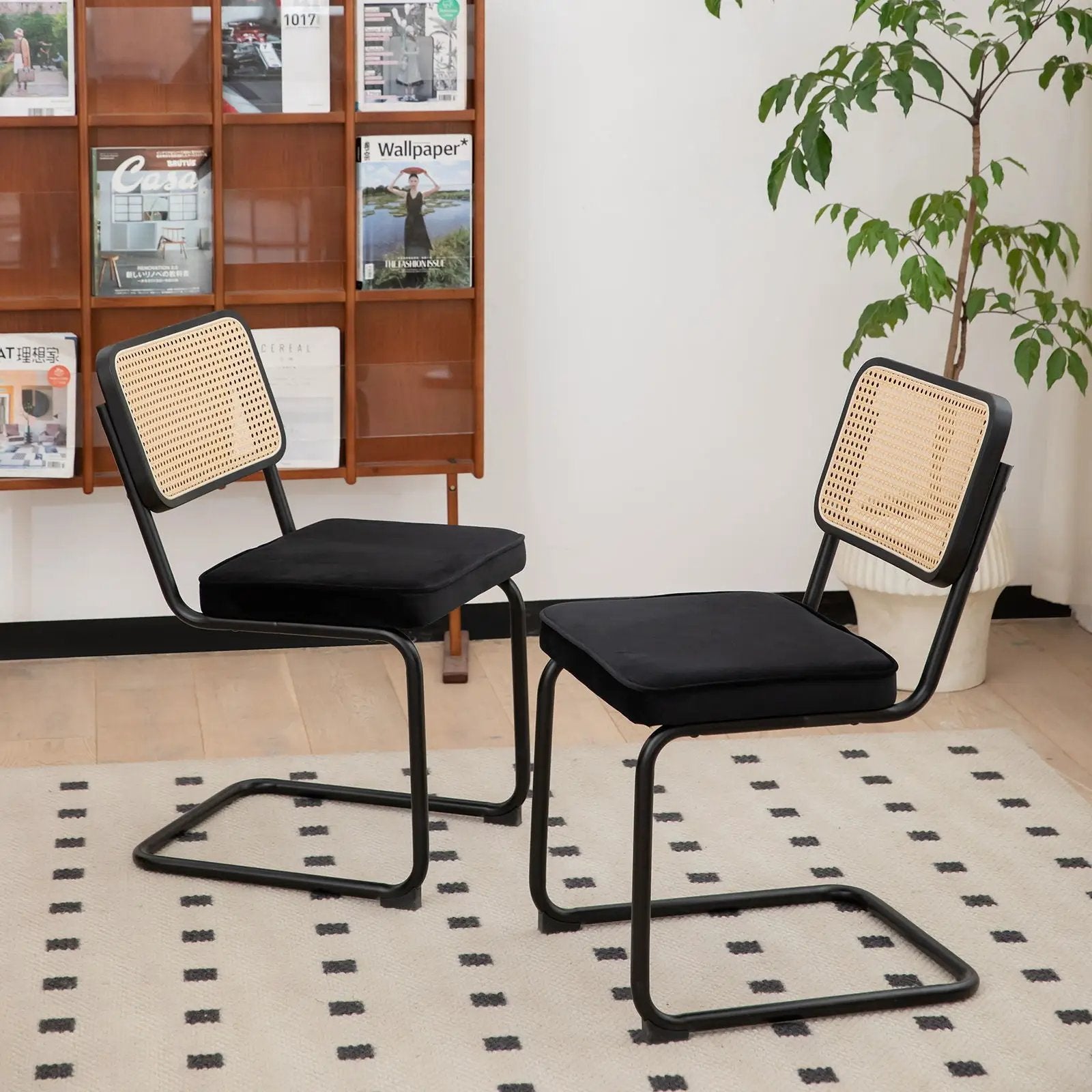 Rattan Side Accent Dining Chairs With Painted Legs (Set of 2) by Unique Piece Furniture