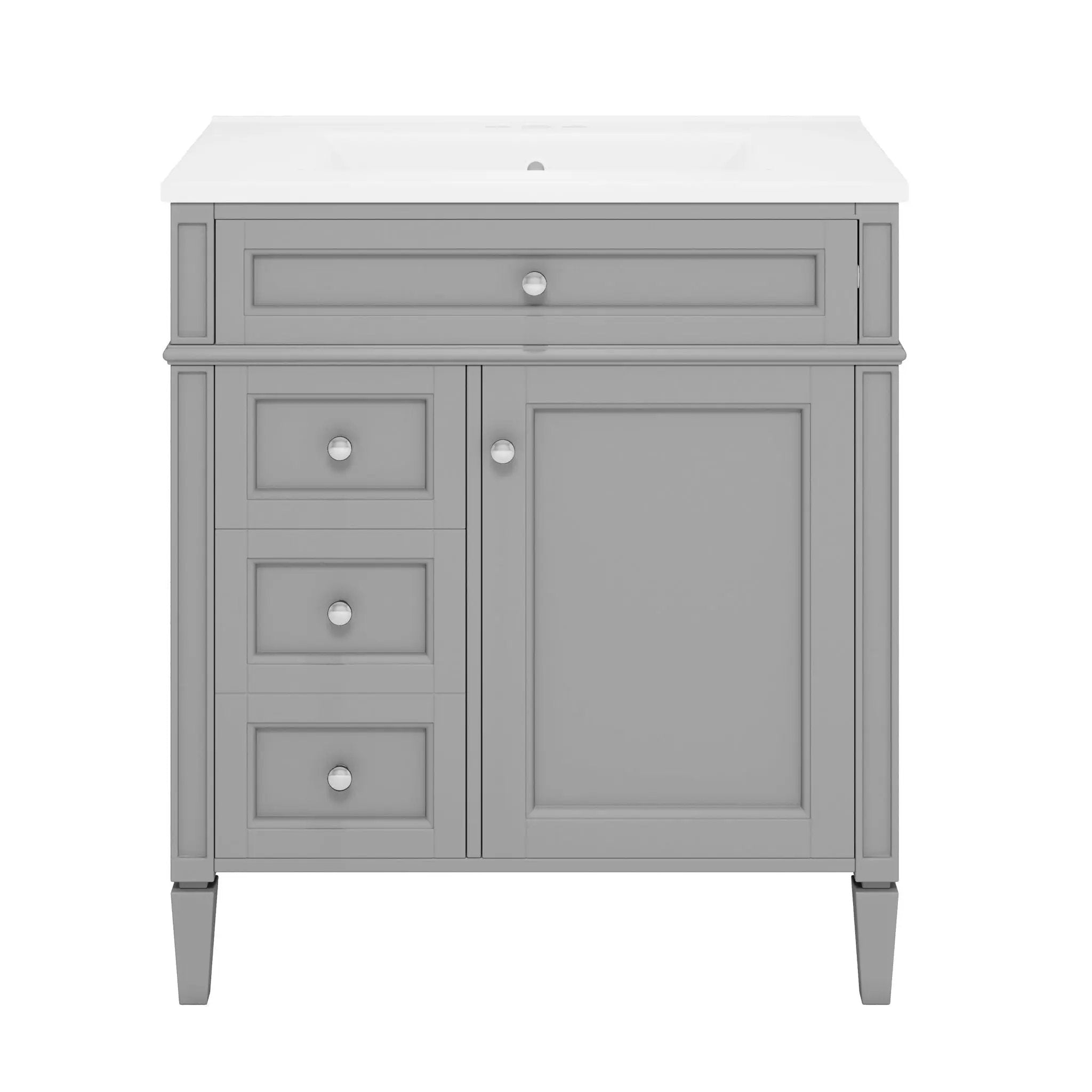 Bathroom Vanity With Medicine Cabinet, Royal Mirror Cabinet, Modern Bathroom Storage Cabinet With 2 Soft Closing Doors And 4 Drawers by HouseOfZazla