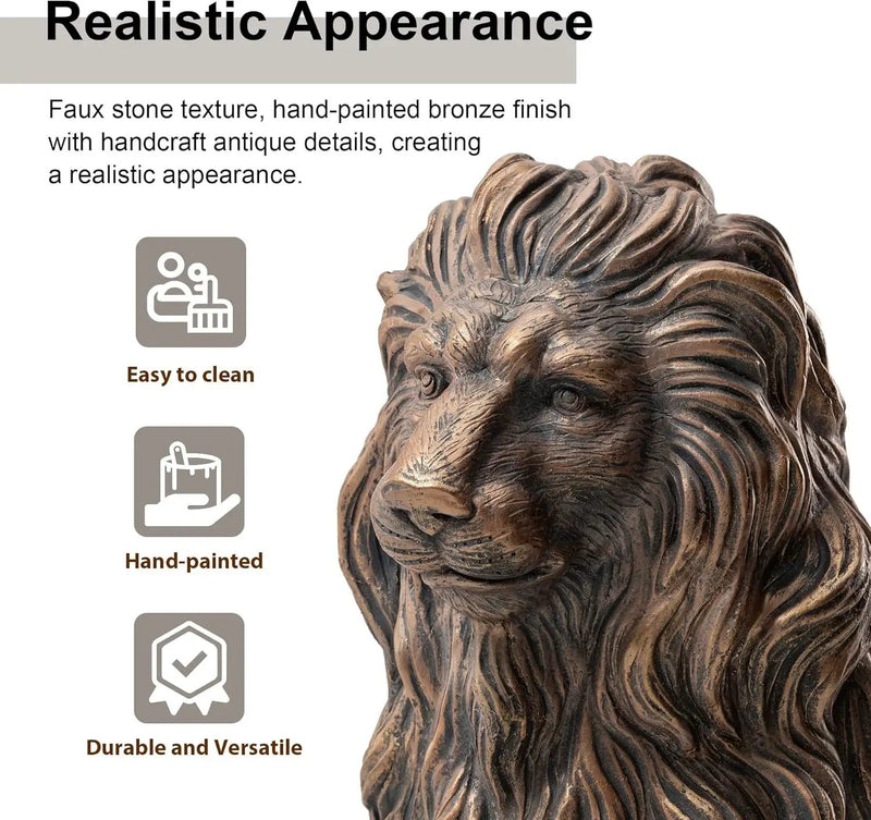 20.5" Resin Lion Statue, Outdoor and Indoor Decorative Sculpture by HouseOfZazla