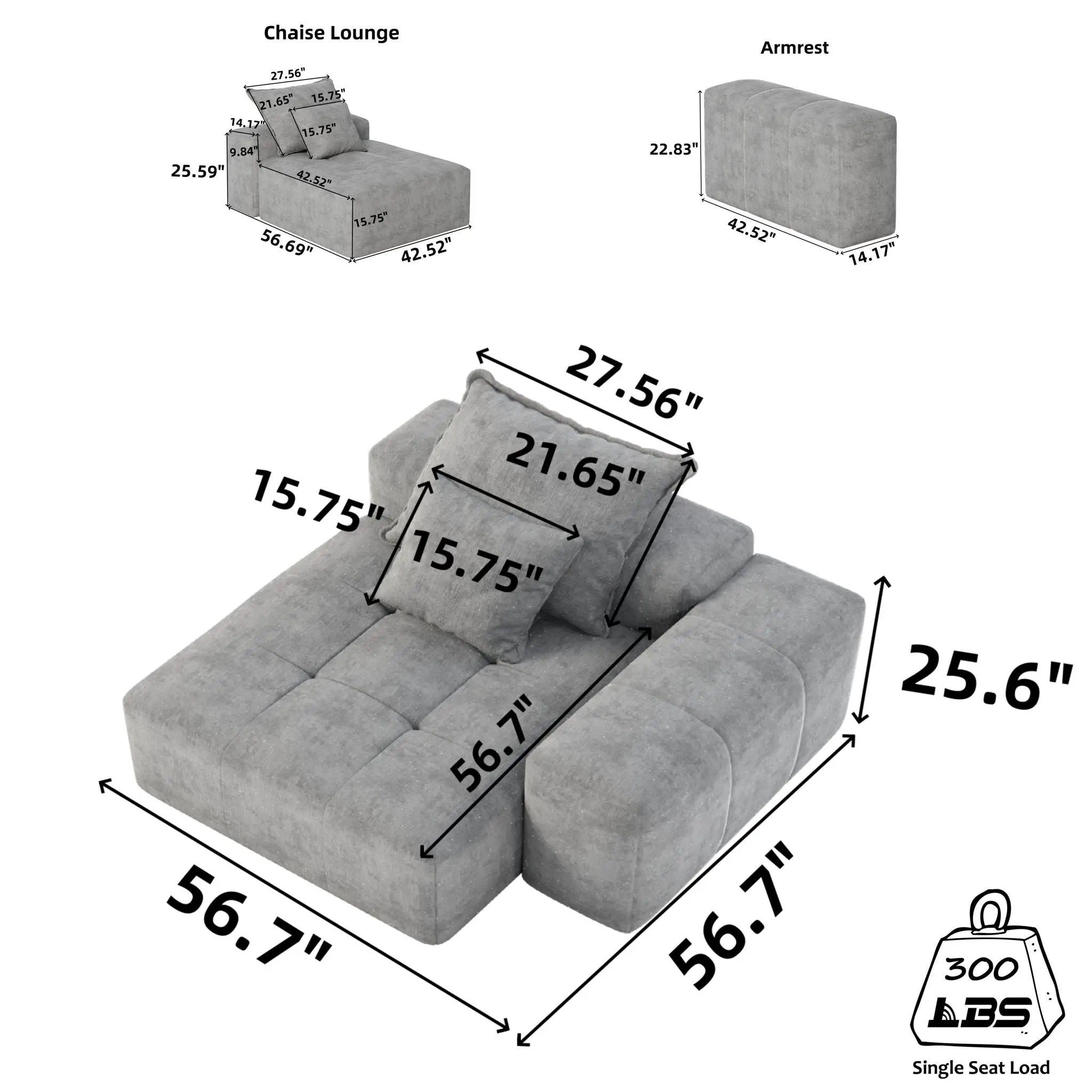 Modern Oversized Modular Sectional Sofa with Sparkling Chenille Fabric by HouseOfZazla