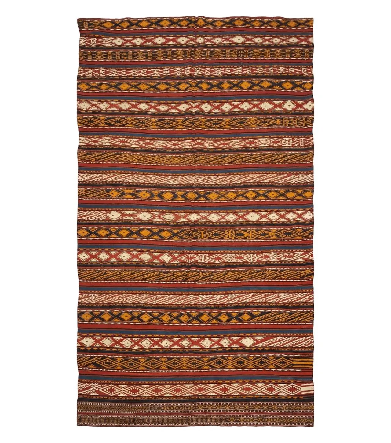 6' X 10' Antique 1930 Turkish Jajim Kilim Handmade Flat Weave Wool Rug Veg Dye by Jewel Rugs