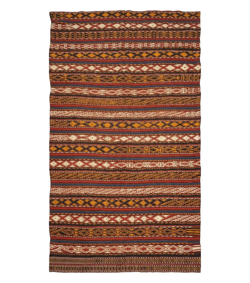 6' X 10' Antique 1930 Turkish Jajim Kilim Handmade Flat Weave Wool Rug Veg Dye by Jewel Rugs