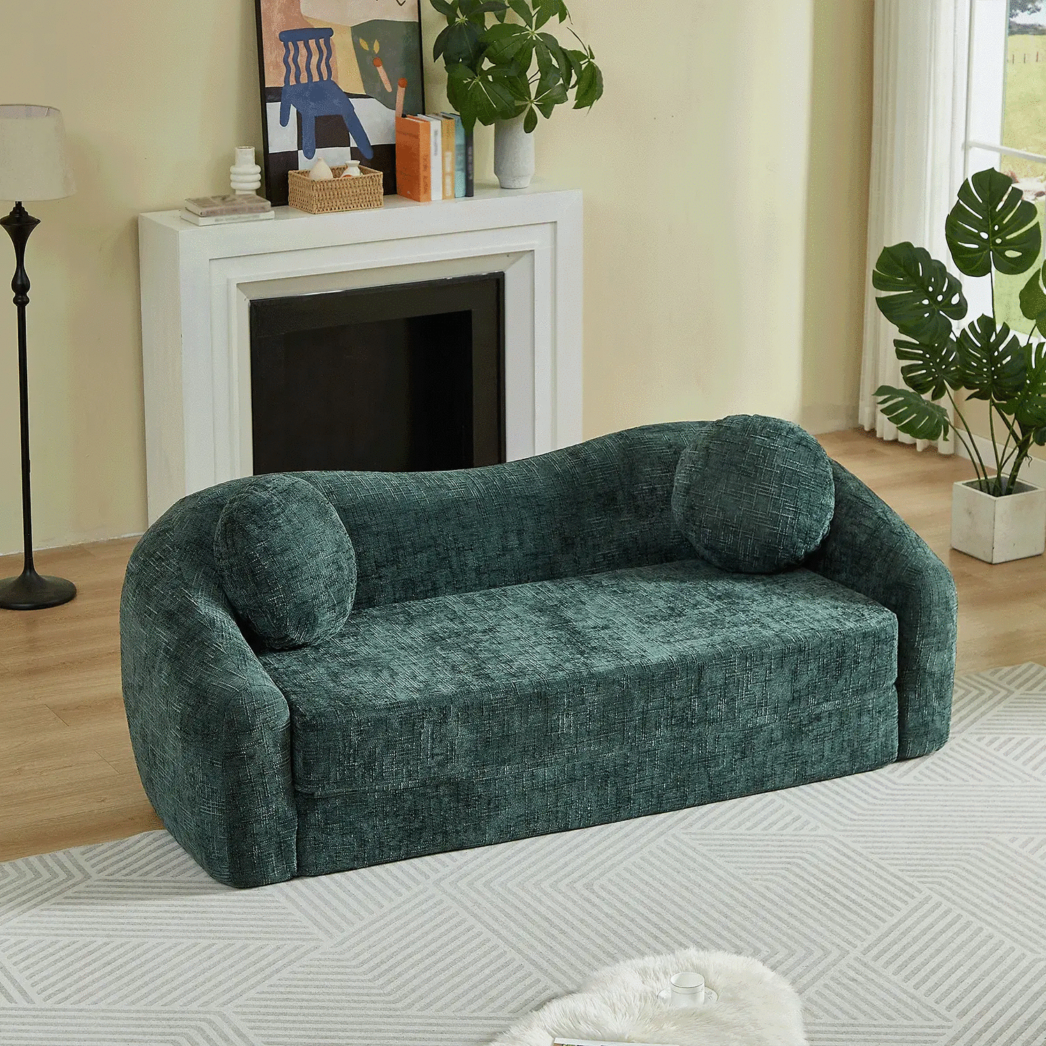 86-Inch Curved Convertible Sofa Recliner by HouseOfZazla
