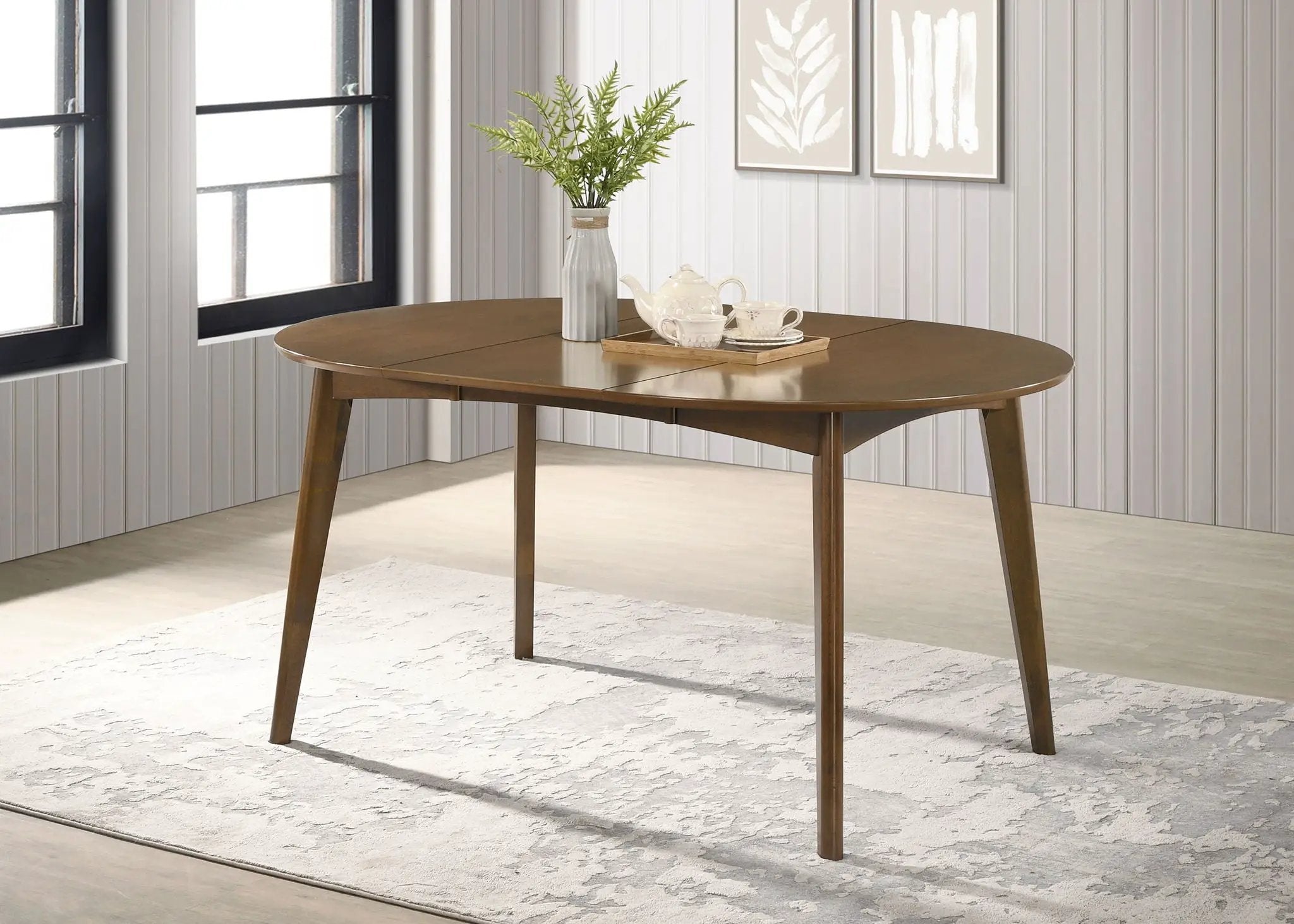 Jedda Oval 60-inch Extension Leaf Dining Table Dark Walnut by Unique Piece Furniture
