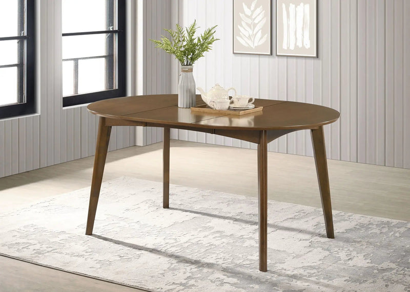 Jedda Oval 60-inch Extension Leaf Dining Table Dark Walnut by Unique Piece Furniture