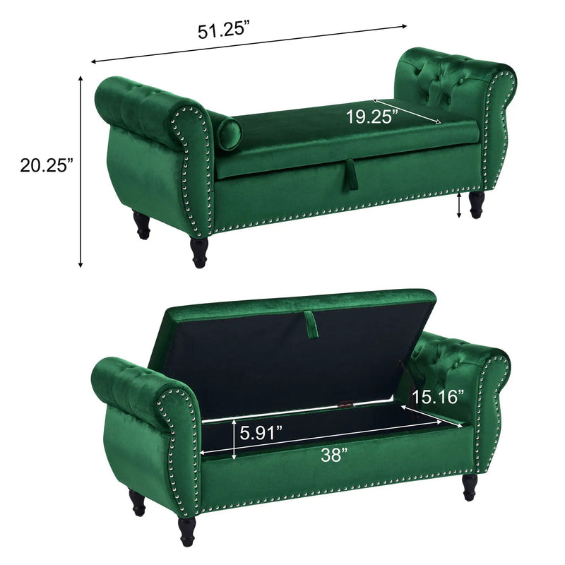 Luxurious Multifunctional Storage Ottoman Bench With Pillow by HouseOfZazla