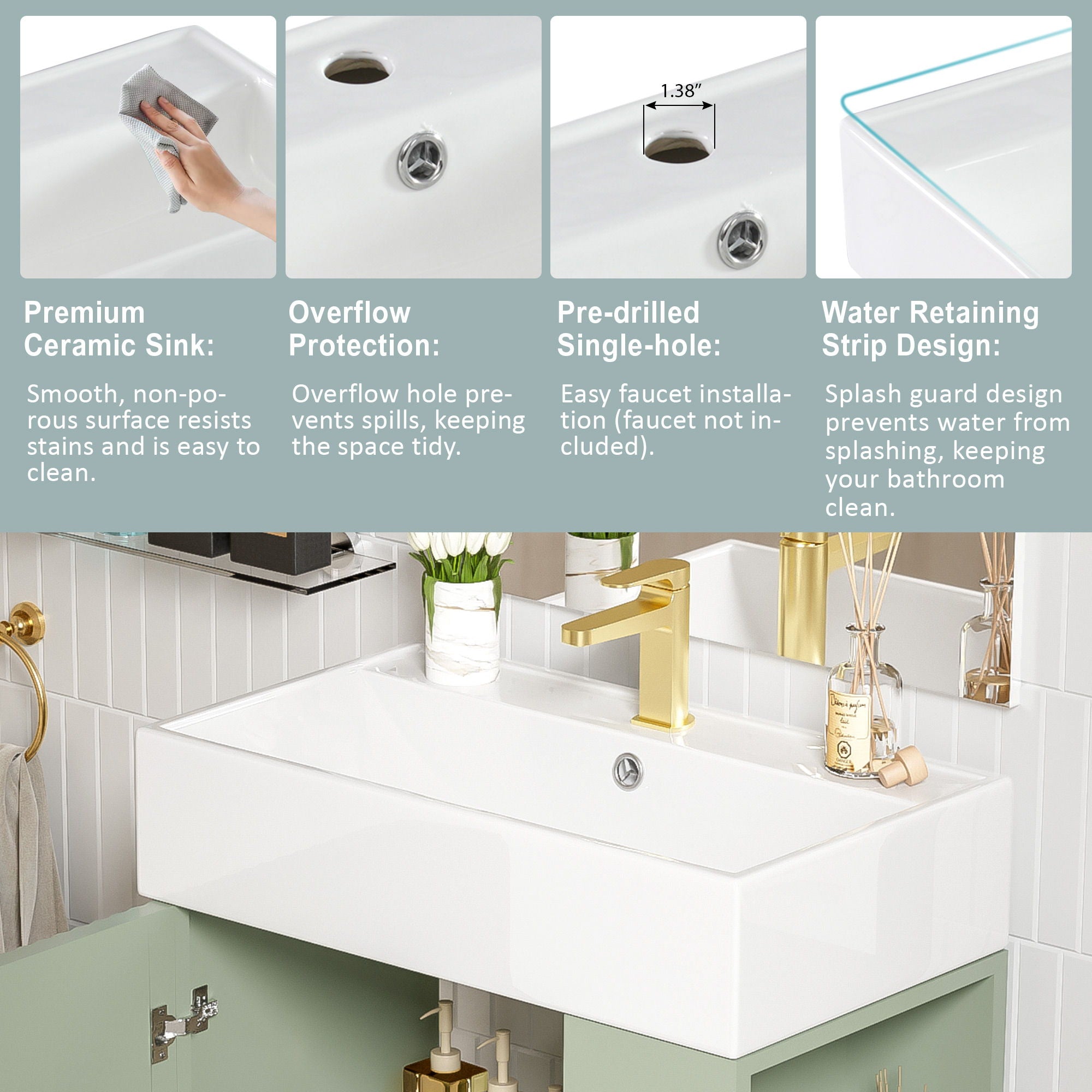 Bathroom Vanity, Combo Cabinet, Bathroom Storage Cabinet, Single Ceramic Sink by HouseOfZazla