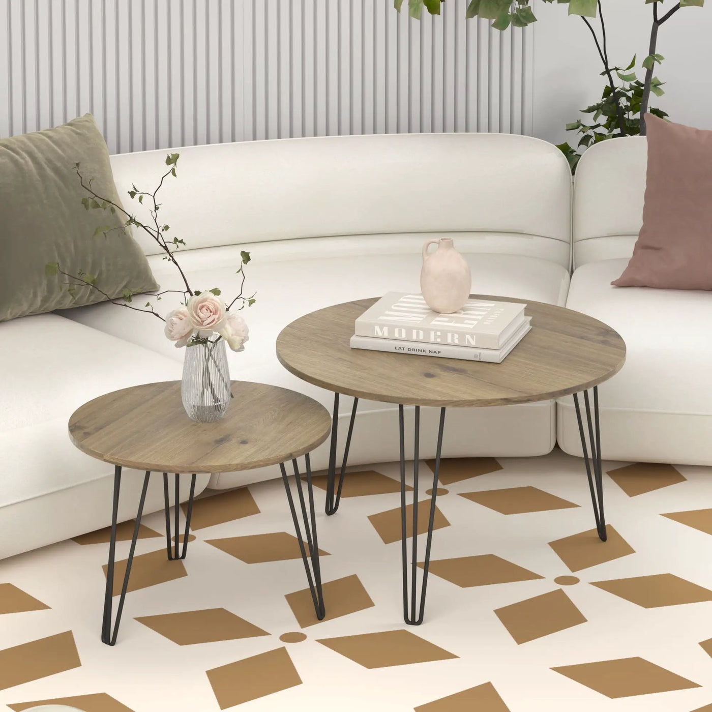 Round Nesting Coffee Table For Living Room (Set of 2) by Unique Piece Furniture