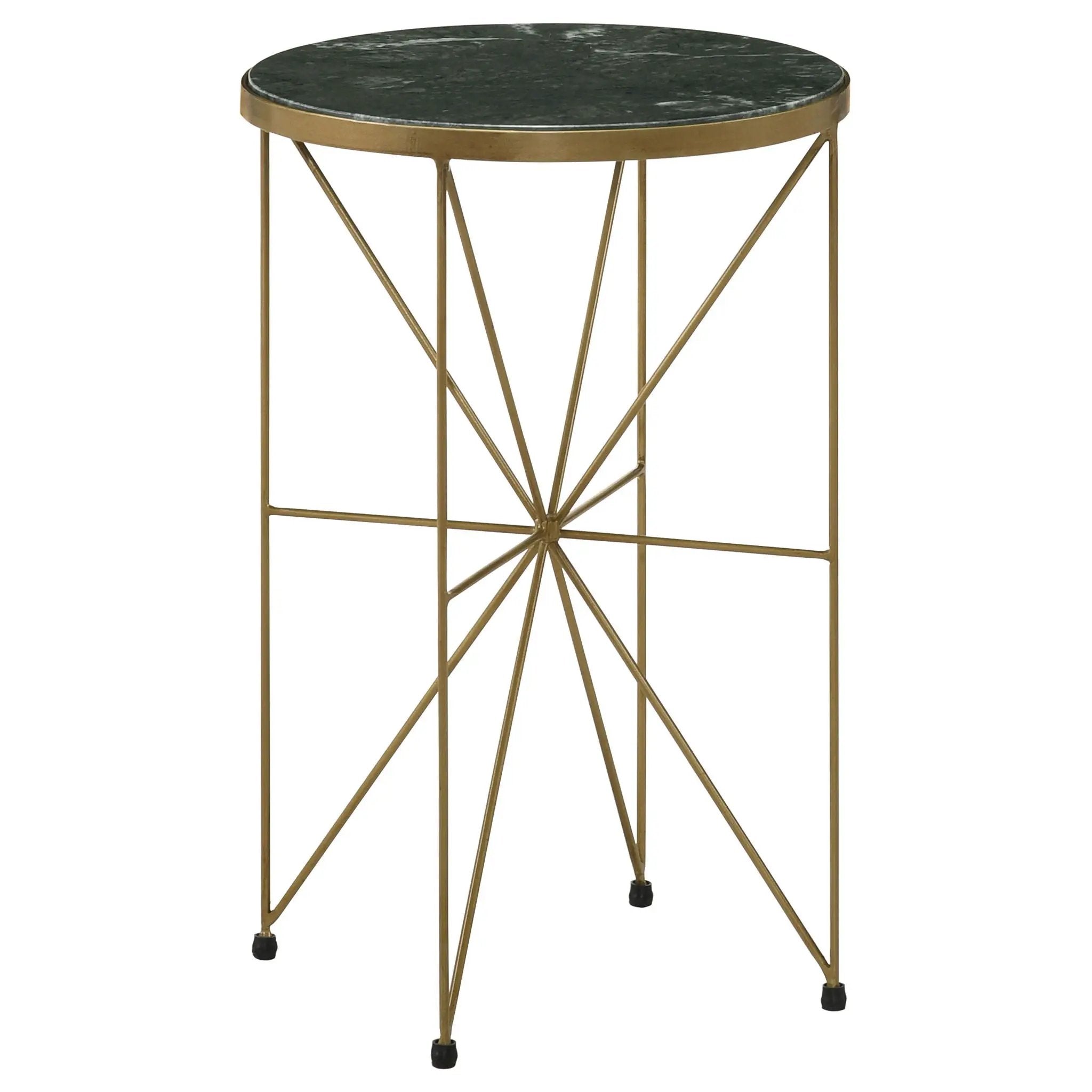 Eliska Round Green Marble Top Accent Side Table Antique Gold by Unique Piece Furniture
