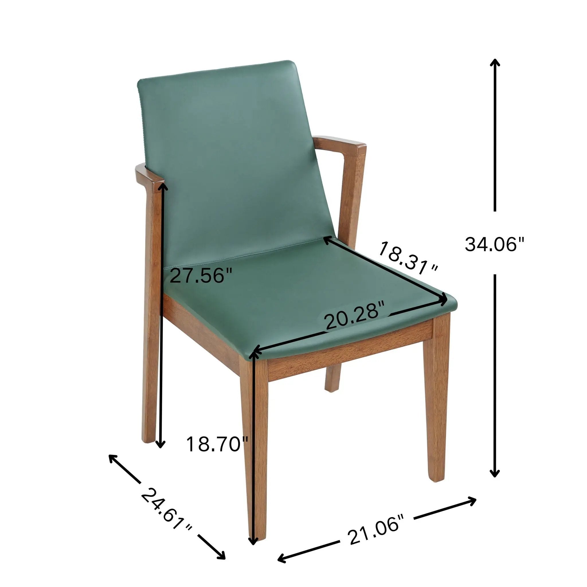 Dining Chairs (Set of 2) - Green / Walnut by HouseOfZazla