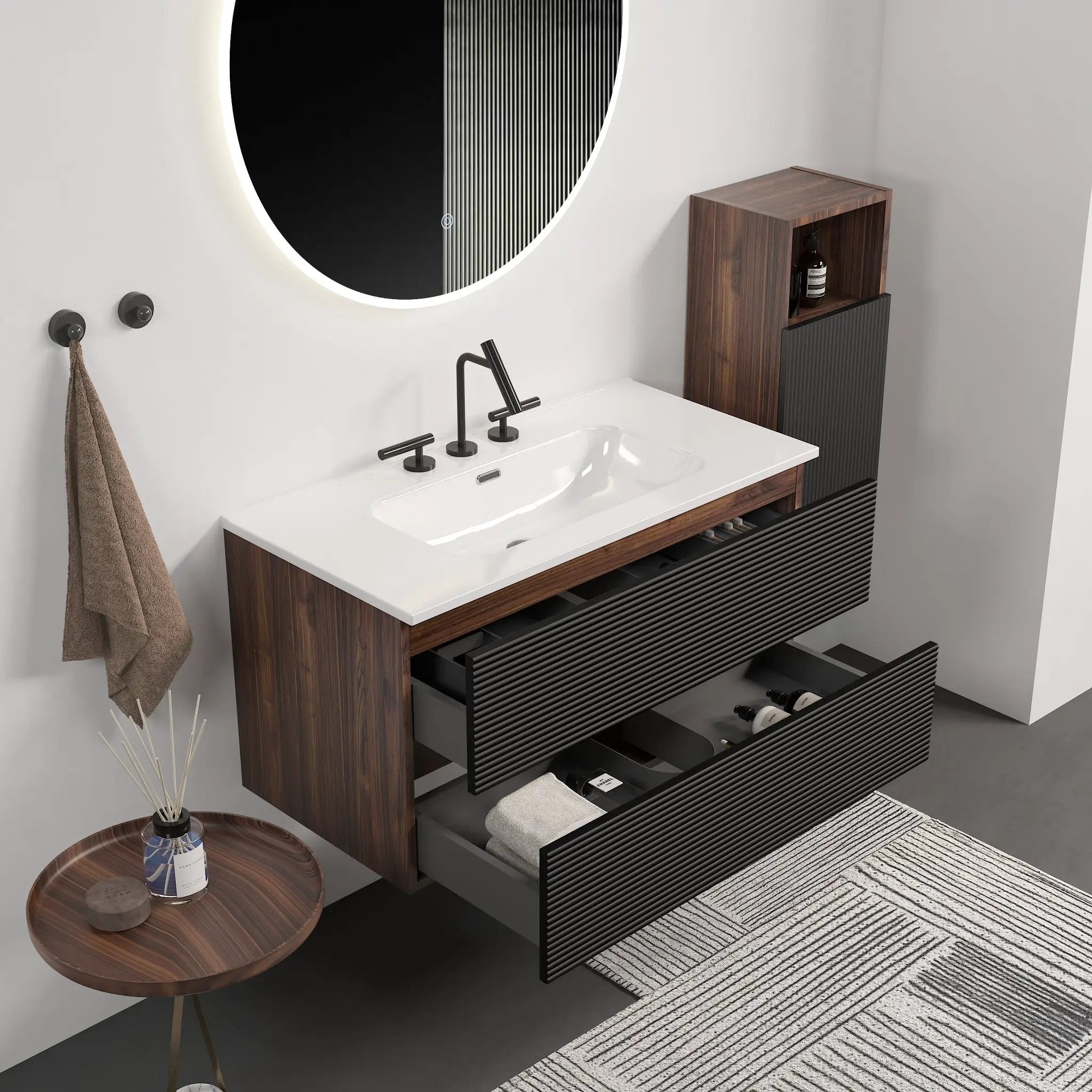 Gloria 36" Wall Mounted Soft Black Bathroom Vanity by HouseOfZazla