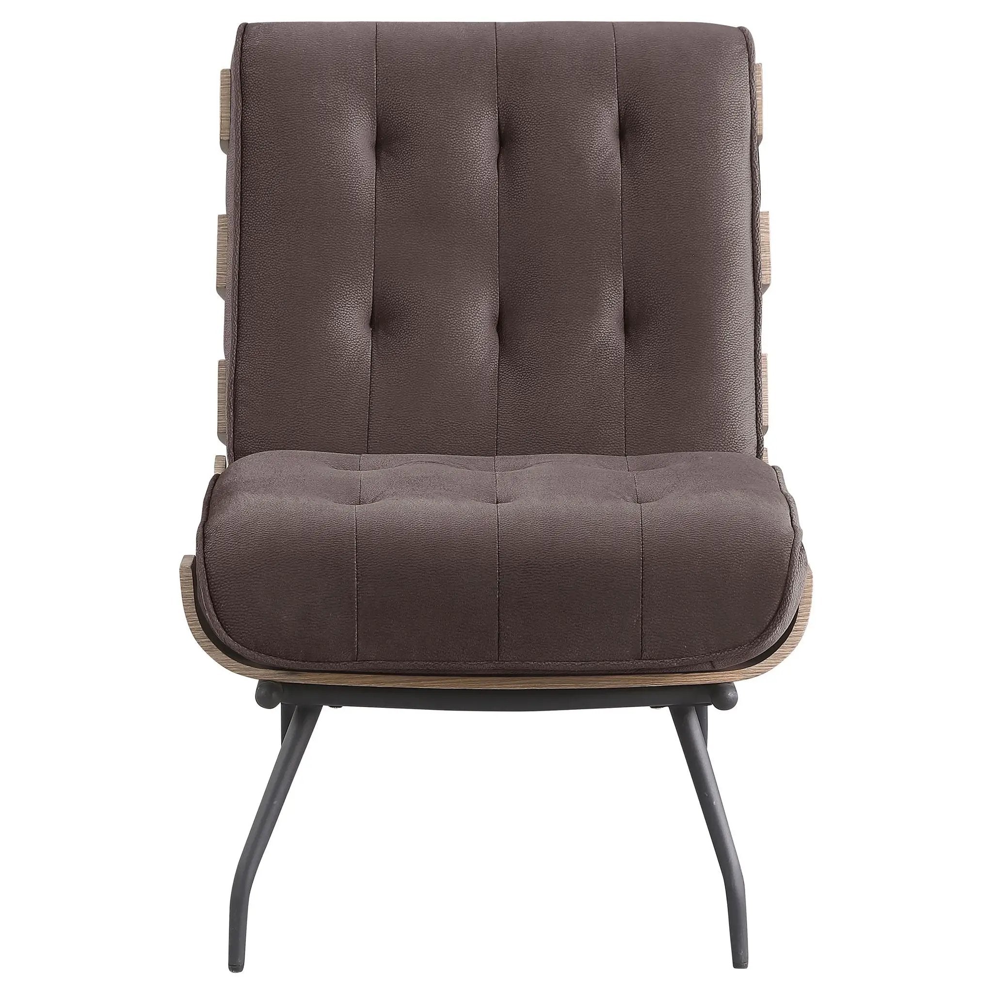 Staten - Upholstered Armless Accent Chair - Dark Brown by HouseOfZazla