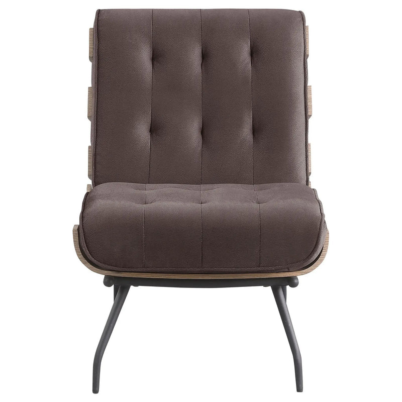 Staten - Upholstered Armless Accent Chair - Dark Brown by HouseOfZazla