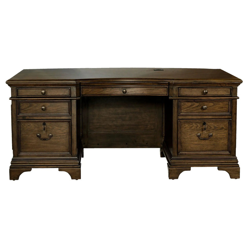 Hartshill 72-inch 7-drawer Executive Desk Burnished Oak by Unique Piece Furniture