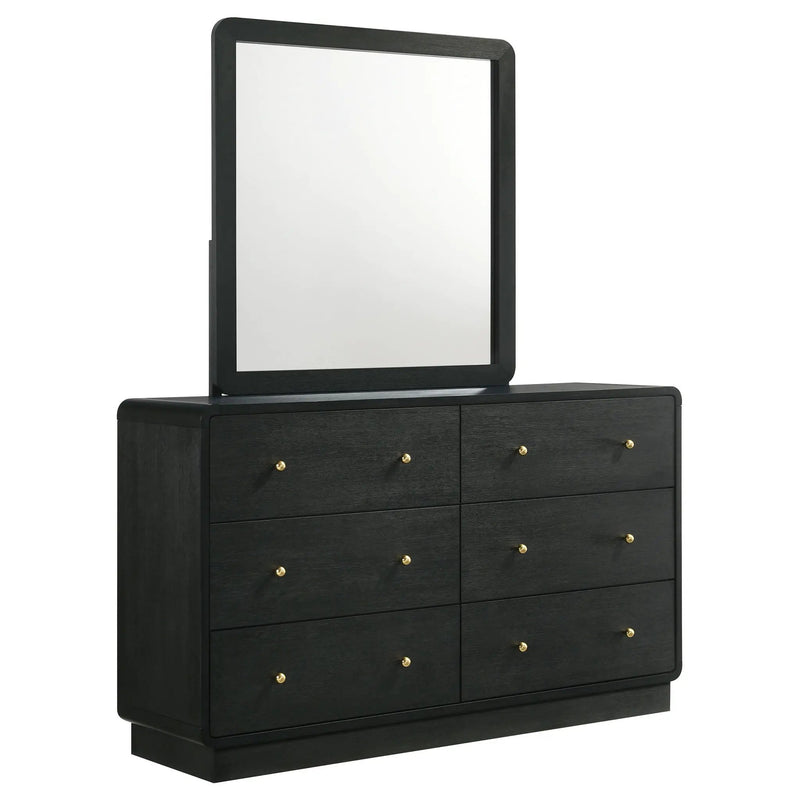 Cavelle 6-drawer Dresser and Mirror Black by Unique Piece Furniture