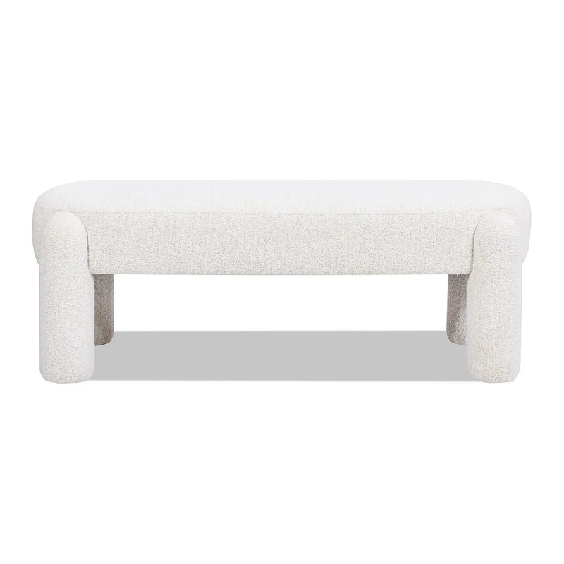 Hugo - Oval Fully Upholstered Bench - Milk Cream White by Unique Piece Furniture