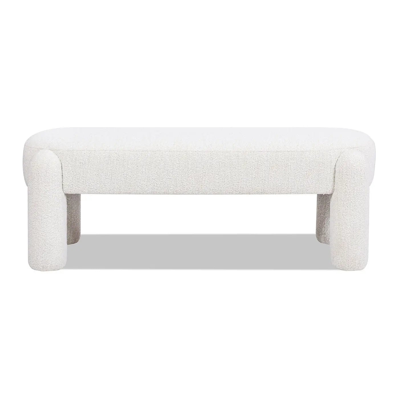 Hugo - Oval Fully Upholstered Bench - Milk Cream White by HouseOfZazla