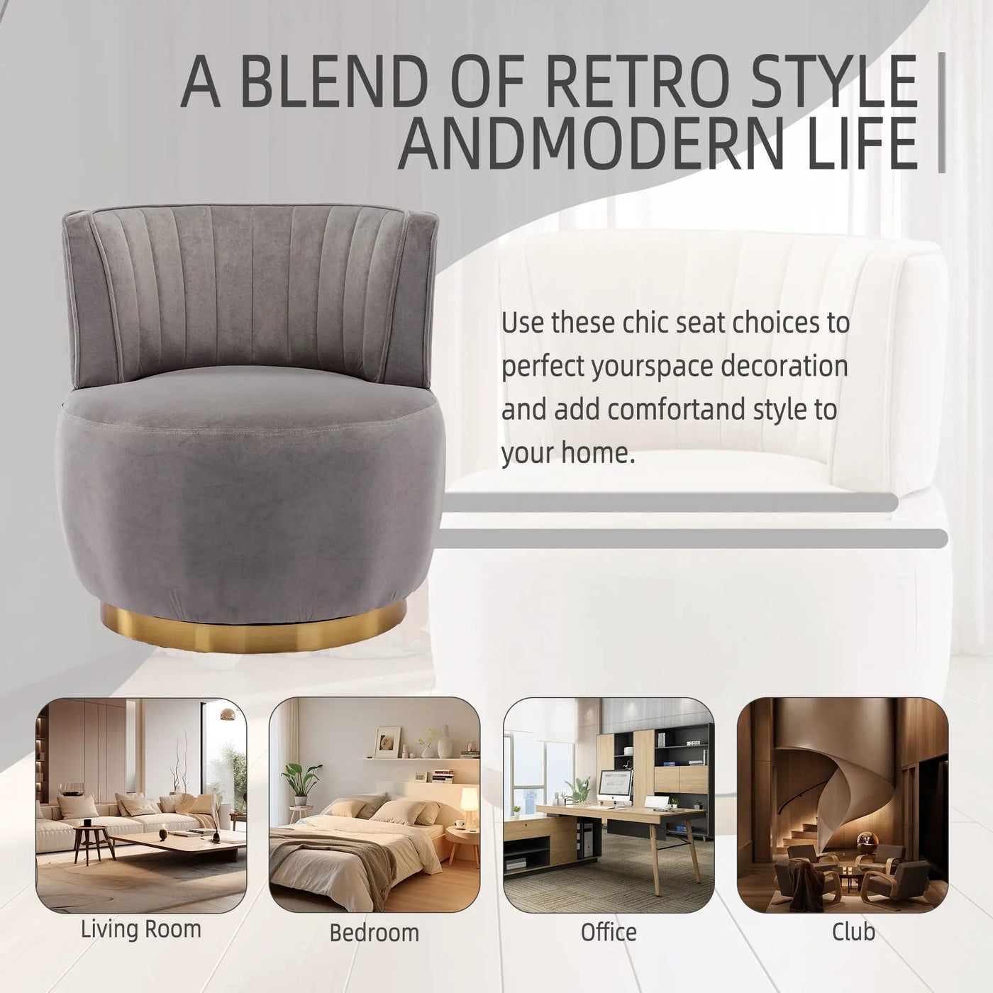 360 Degree Swivel Cuddle Barrel Accent Sofa Chair by Unique Piece Furniture