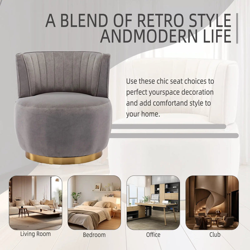 360 Degree Swivel Cuddle Barrel Accent Sofa Chair by Unique Piece Furniture