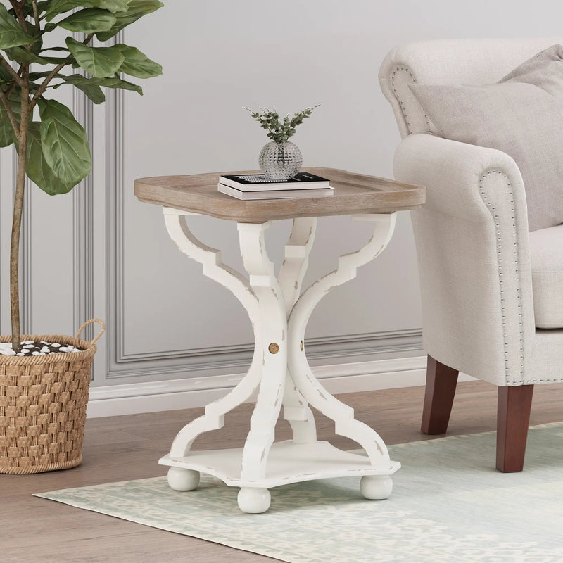 Accent Table with Hourglass Base and French Country Design by HouseOfZazla