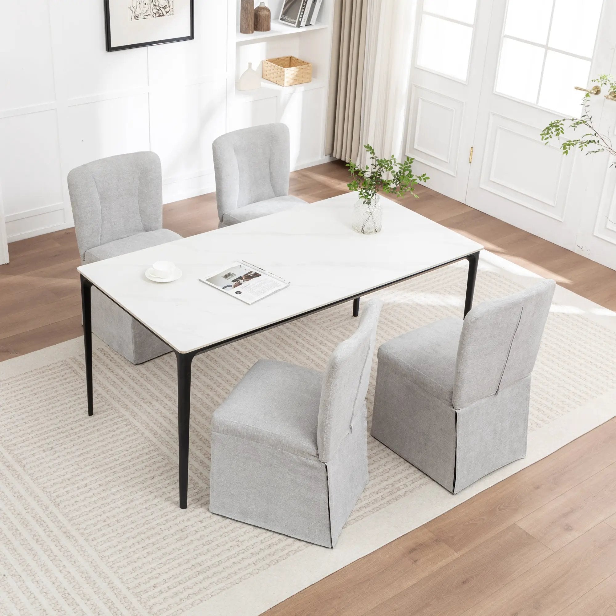 Linen Dining Chairs - Modern Fabric Side Chairs for Dining Room by HouseOfZazla
