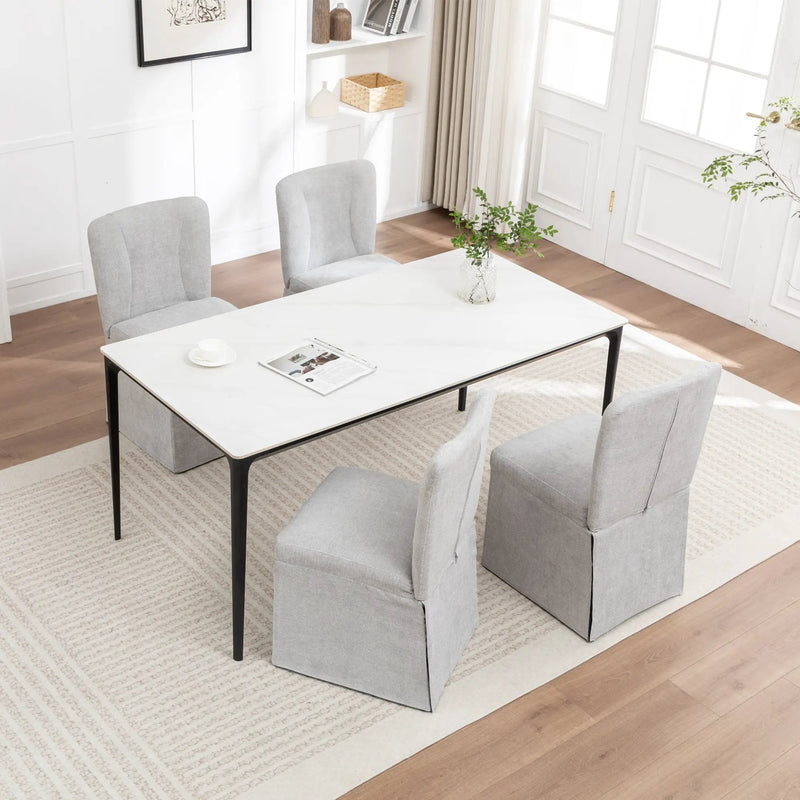 Linen Dining Chairs - Modern Fabric Side Chairs for Dining Room by HouseOfZazla