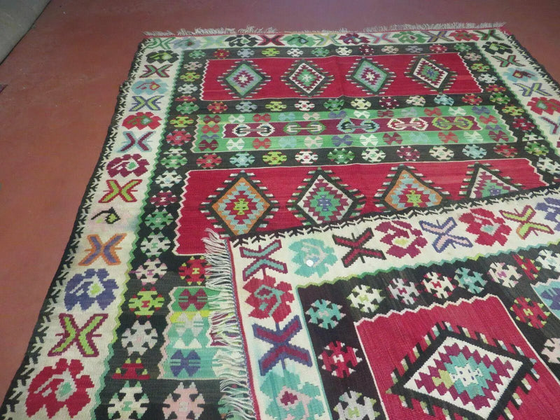 7' X 9' Vintage Turkish Kilim Handmade Flat Weave Wool Rug Veg Dye Nice by Jewel Rugs