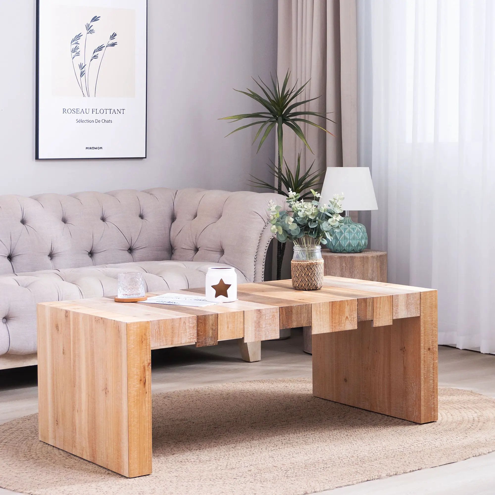Modern Rustic Table With Sculpted Block Design by Unique Piece Furniture