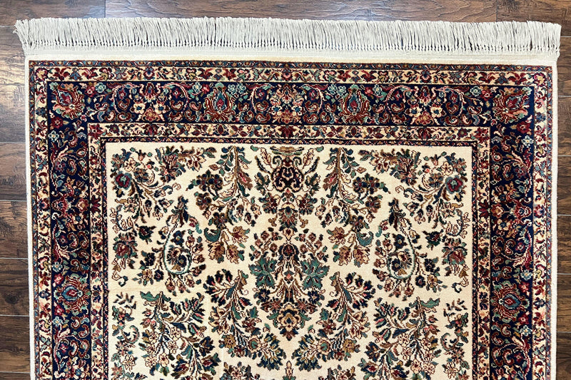Karastan Rug 5.9 x 9 Ivory Sarouk #760, Vintage Wool Original Collection 700 Series, Discontinued by Jewel Rugs