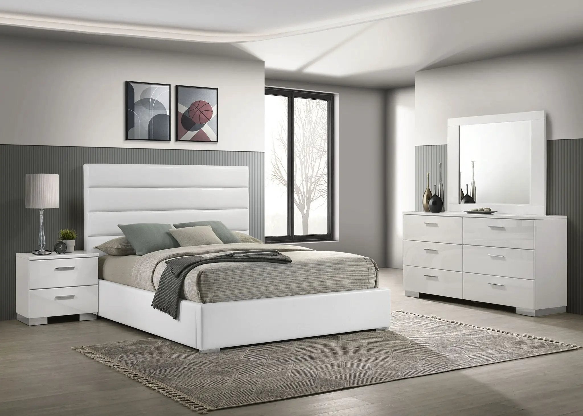 Felicity 4-piece Queen Bedroom Set White High Gloss by Unique Piece Furniture