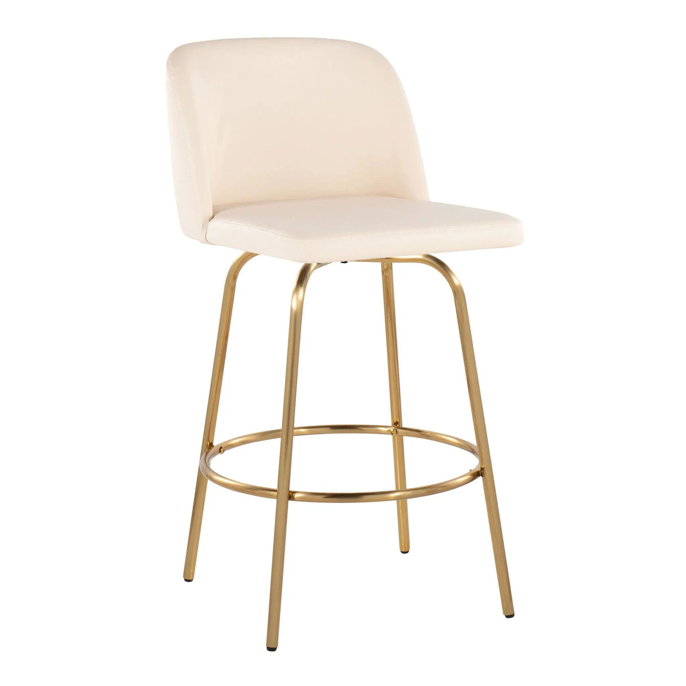 Toriano - Contemporary, Fixed Height Counter Stool With Swivel With Round Footrest (Set of 2) by HouseOfZazla