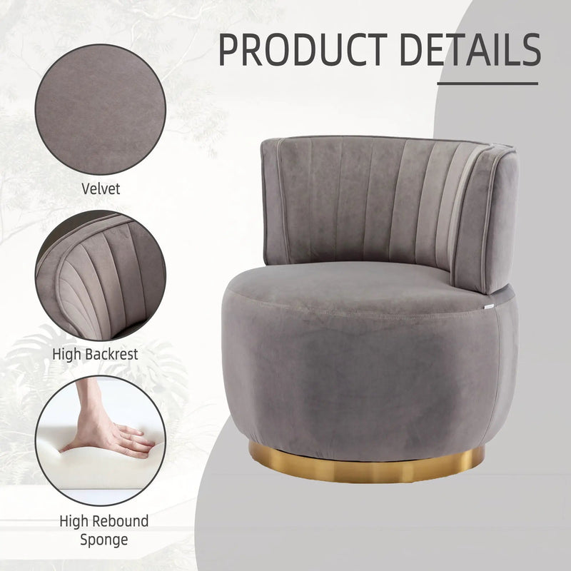 360 Degree Swivel Cuddle Barrel Accent Sofa Chair by Unique Piece Furniture
