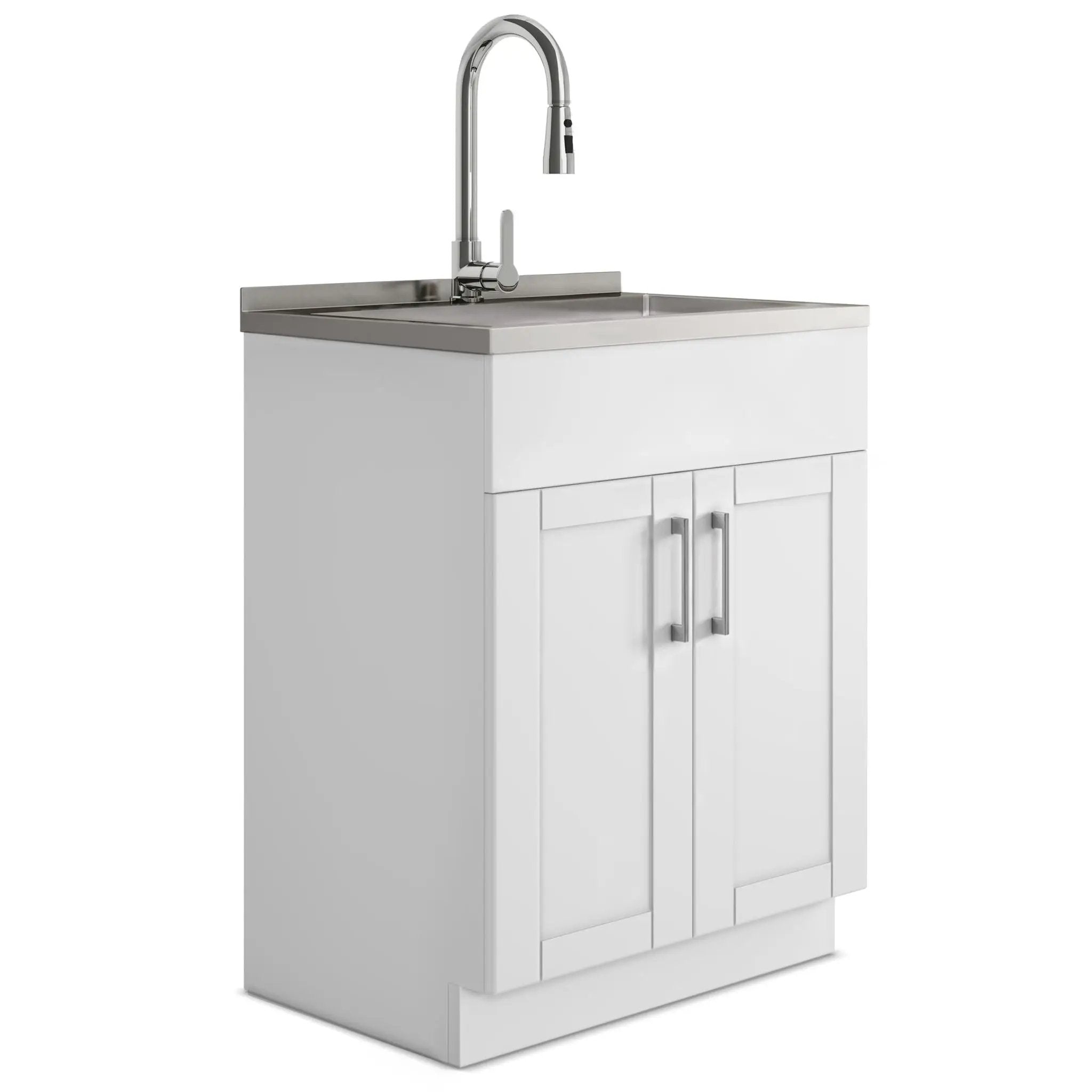Shaker - Modern Wide, Laundry Cabinet With Faucet And Stainless Steel Sink by Unique Piece Furniture