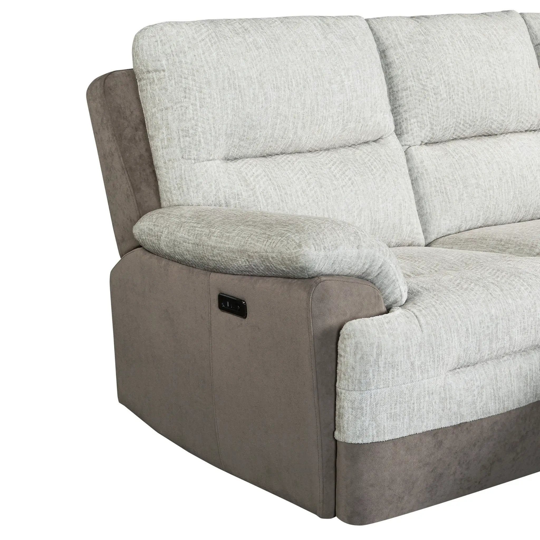 Kia - Sectional With Power And USB - Beige / Brown by Unique Piece Furniture