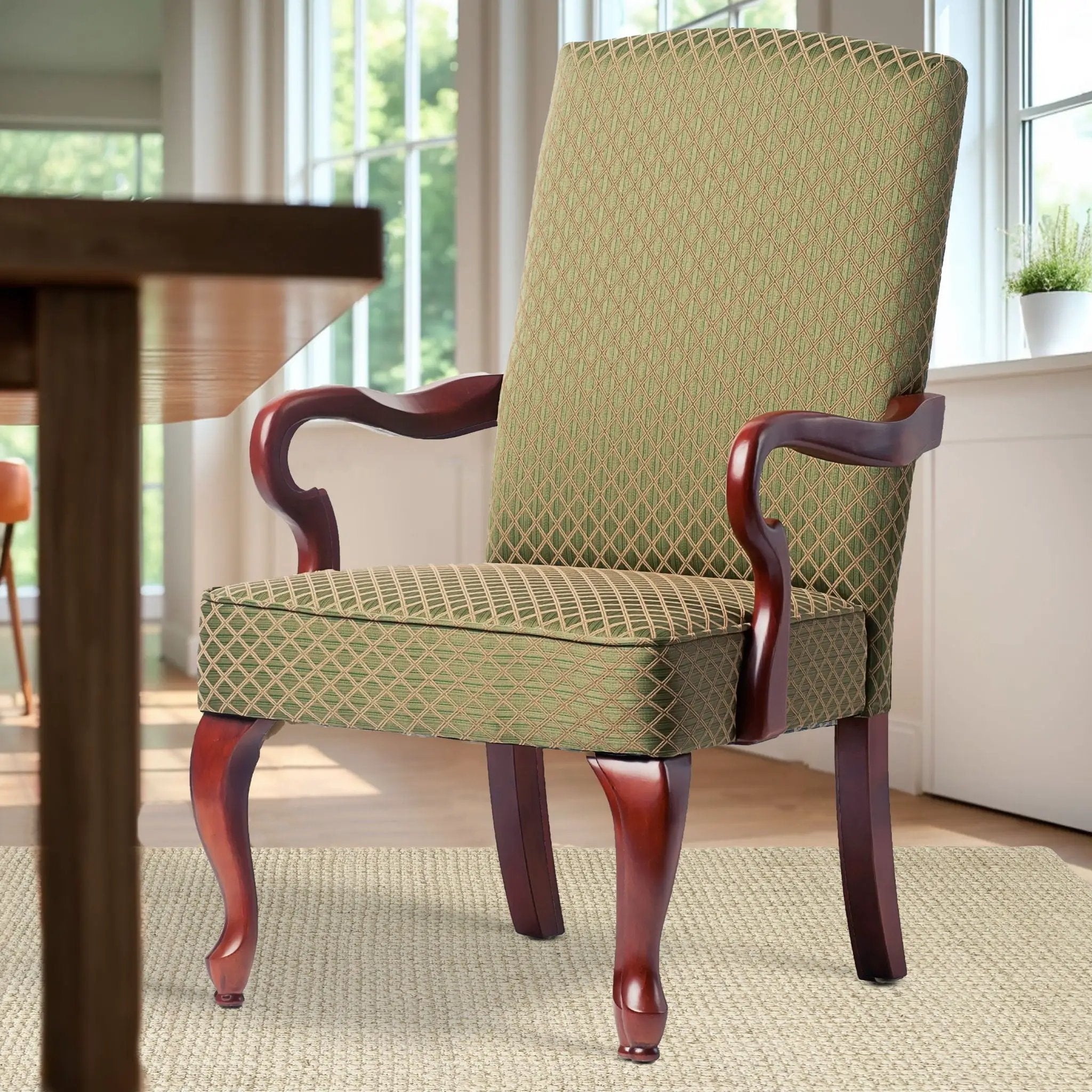 Delaney - Elegant Gooseneck Arm Chair With High Back by HouseOfZazla