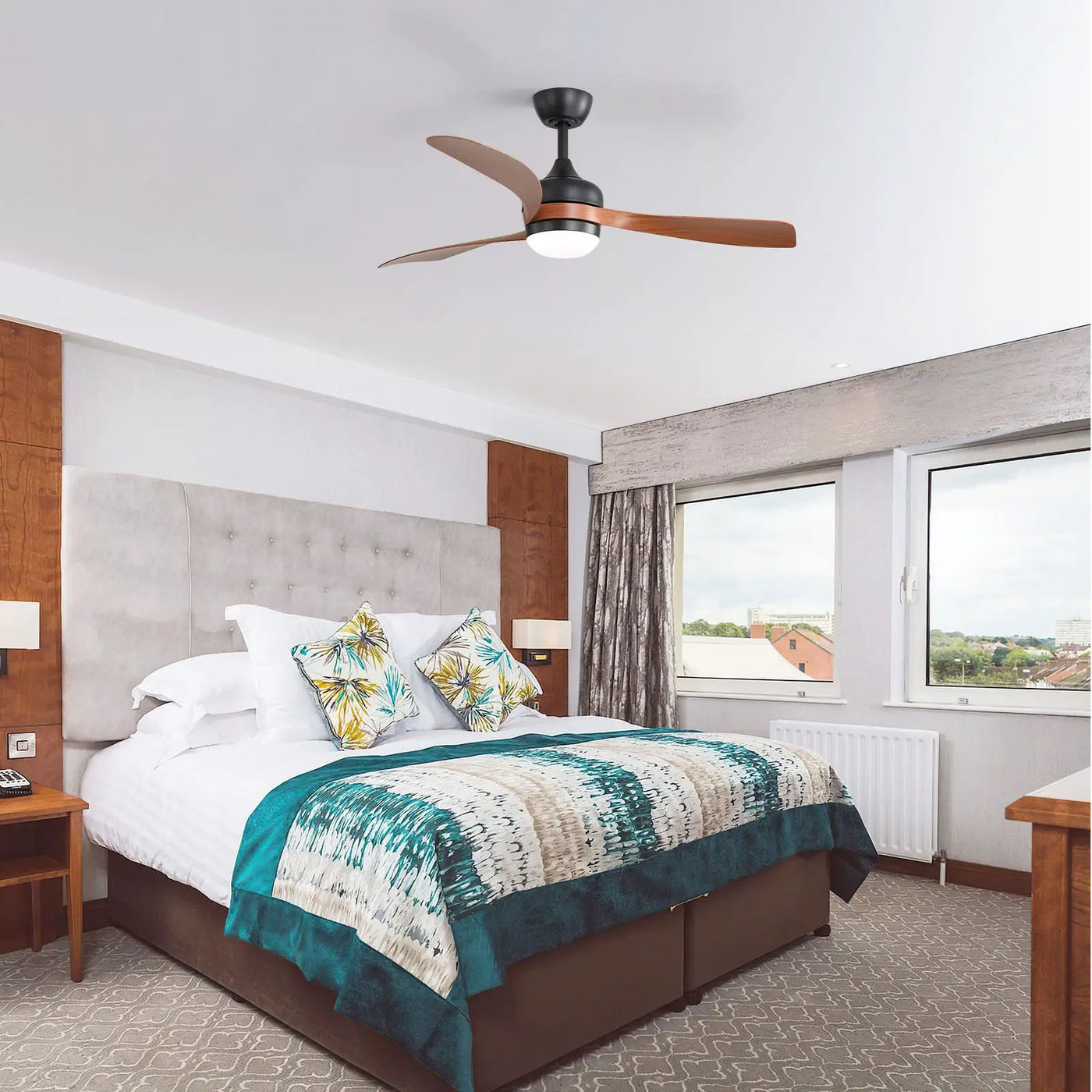 Ceiling Fan With 3 Blades, Remote Control, Reversible DC Motor, Noiseless Operation, 3 Downrods by HouseOfZazla