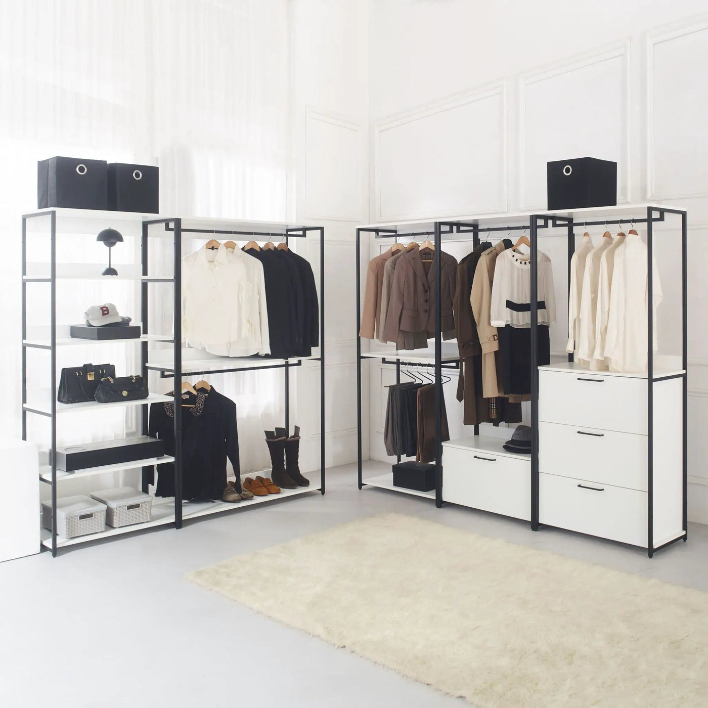 Fiona - Contemporary Wood And Metal Walk In Closet With Drawers by HouseOfZazla